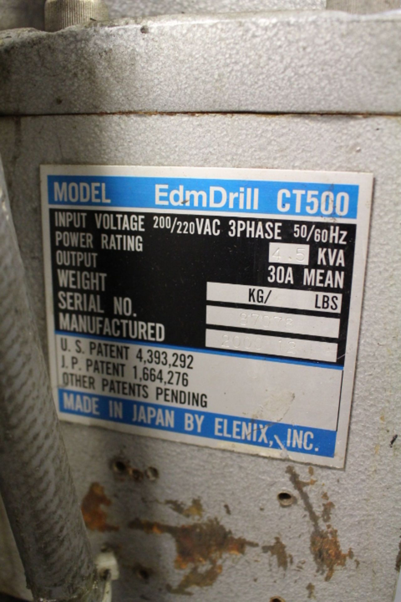 CURRENT EDM DRILL CT 500 F CNC HOLE DRILLER, 57 AMPS, 22 CURRENT, 4-AXIS HAAS 5C INDEXER, TRAVELS: - Image 12 of 12