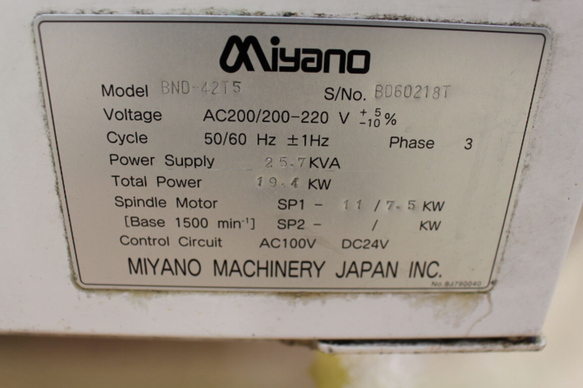 MIYANO BND-42T5 CNC TURNING CENTER, FANUC SERIES 21i-TB CONTROL, 5,000 RPM MAX SPINDLE SPEED, 12MM- - Image 21 of 21