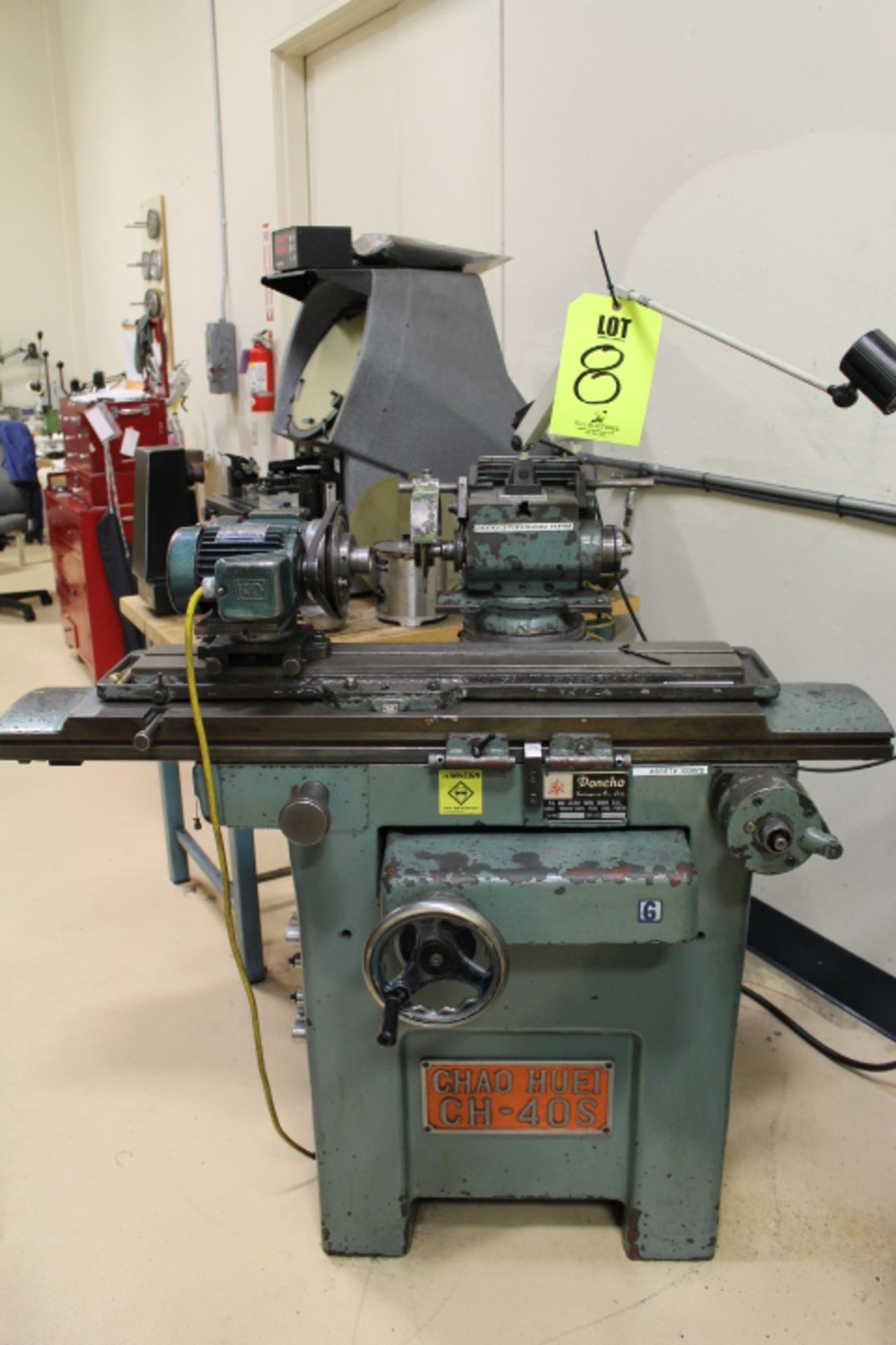DONCHO MANUAL TOOL AND CUTTER GRINDER, MODEL CH-40S, WITH 5” X 36” SET UP TABLE, POWER HEAD ST, S/