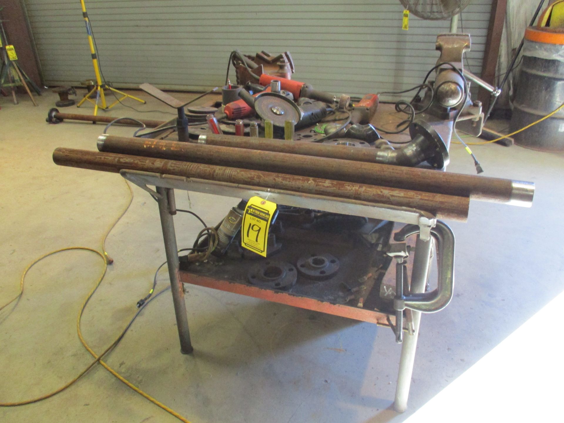 (1) 4' X 4' WELDING TABLE, (1) 3' X 3' WELDING TABLE WITH ATTACHED VISES & PIPE CLAMP VISES, - Image 2 of 3