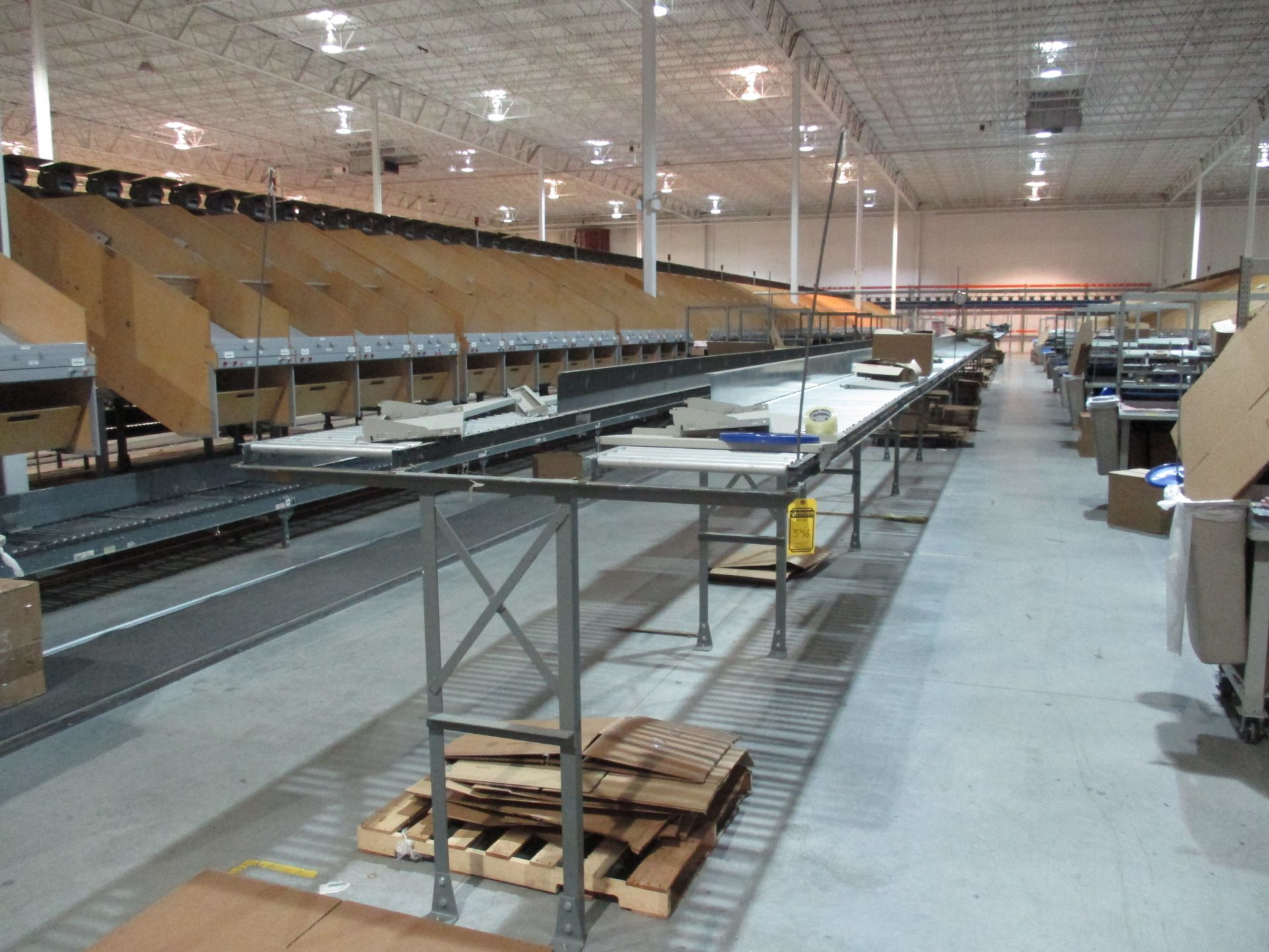 (16) SECTIONS OF 10' ROLLER CONVEYOR, (9) 57 1/2'' DOUBLE STANDS