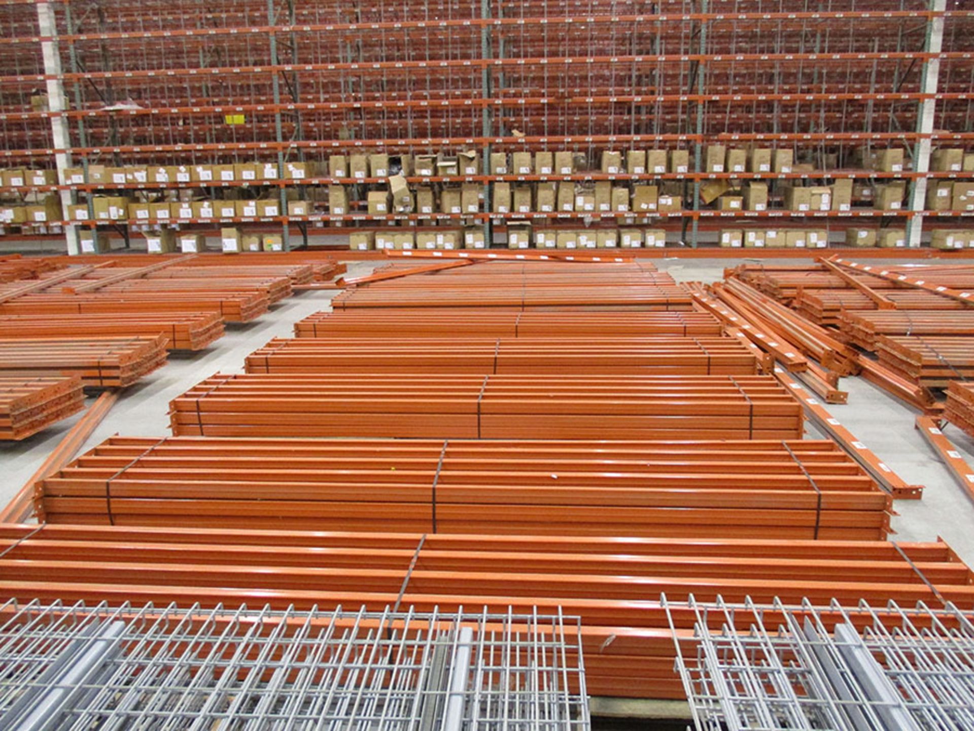 ROW OF (APPROX. 166) INTERLAKE TEARDROP PALLET RACK CROSS BEAMS, 3 1/4'' X 12'