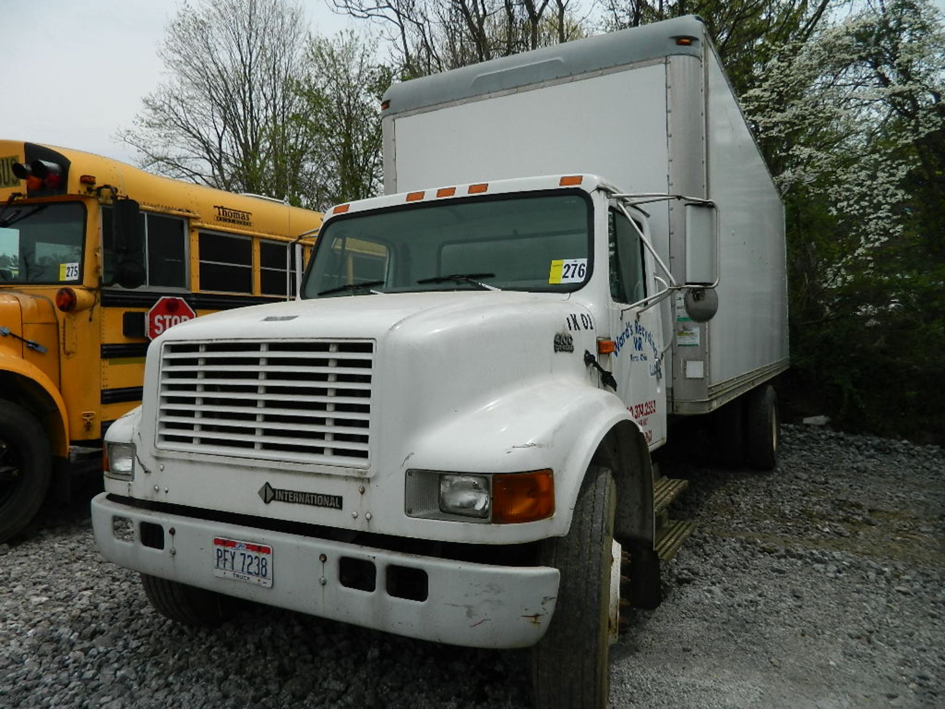 2001 INTERNATIONAL 4700 S/A BOX TRUCK, VIN# 1HTSCAAM21H382044, DT 466E DIESEL, AUTOMATIC, AIR, 24'