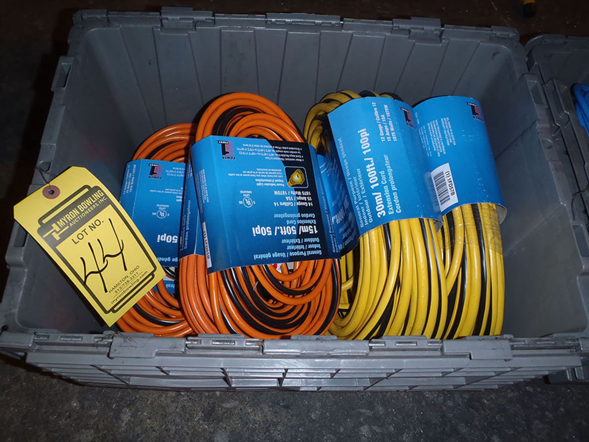 BOX OF EXTENSION CORDS (NEW)