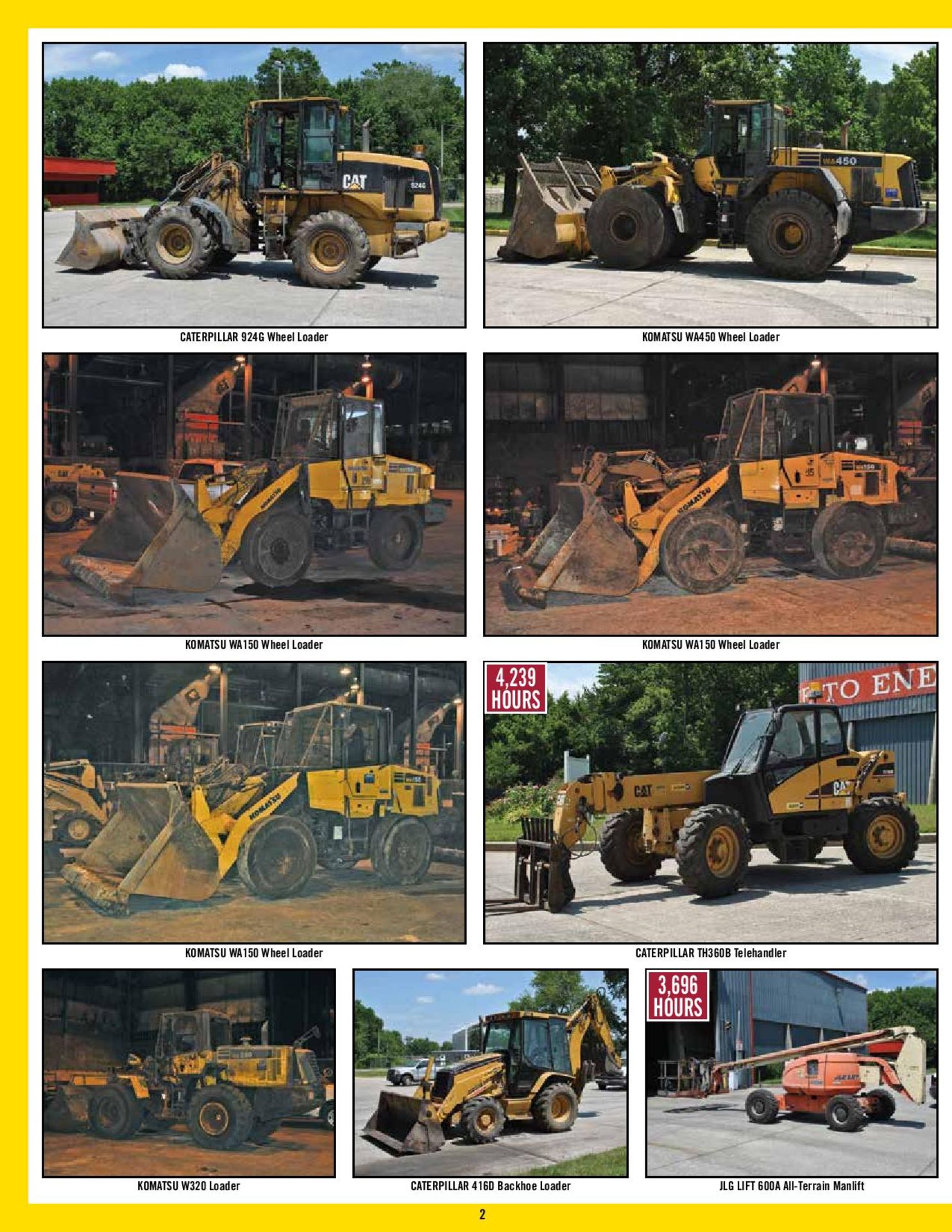 Featuring:  (5) CATERPILLAR & KOMATSU Wheel Loaders • CATERPILLAR TH360B9 Telehandler • JLG 60' - Image 2 of 6