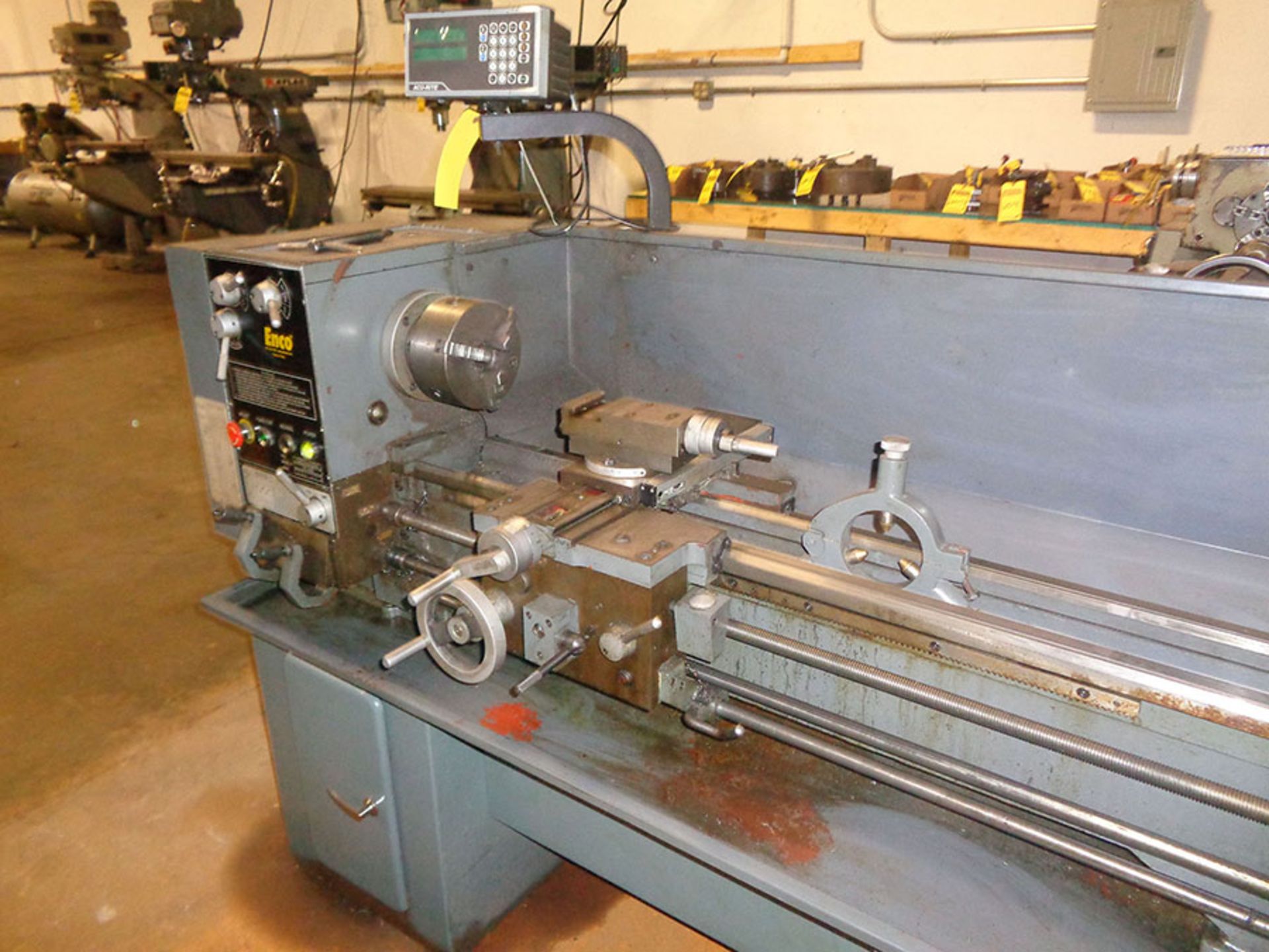 2007 ENCO 13'' X 40'' LATHE; MODEL 510-2585, S/N 67838 WITH ACU-RITE READ OUT