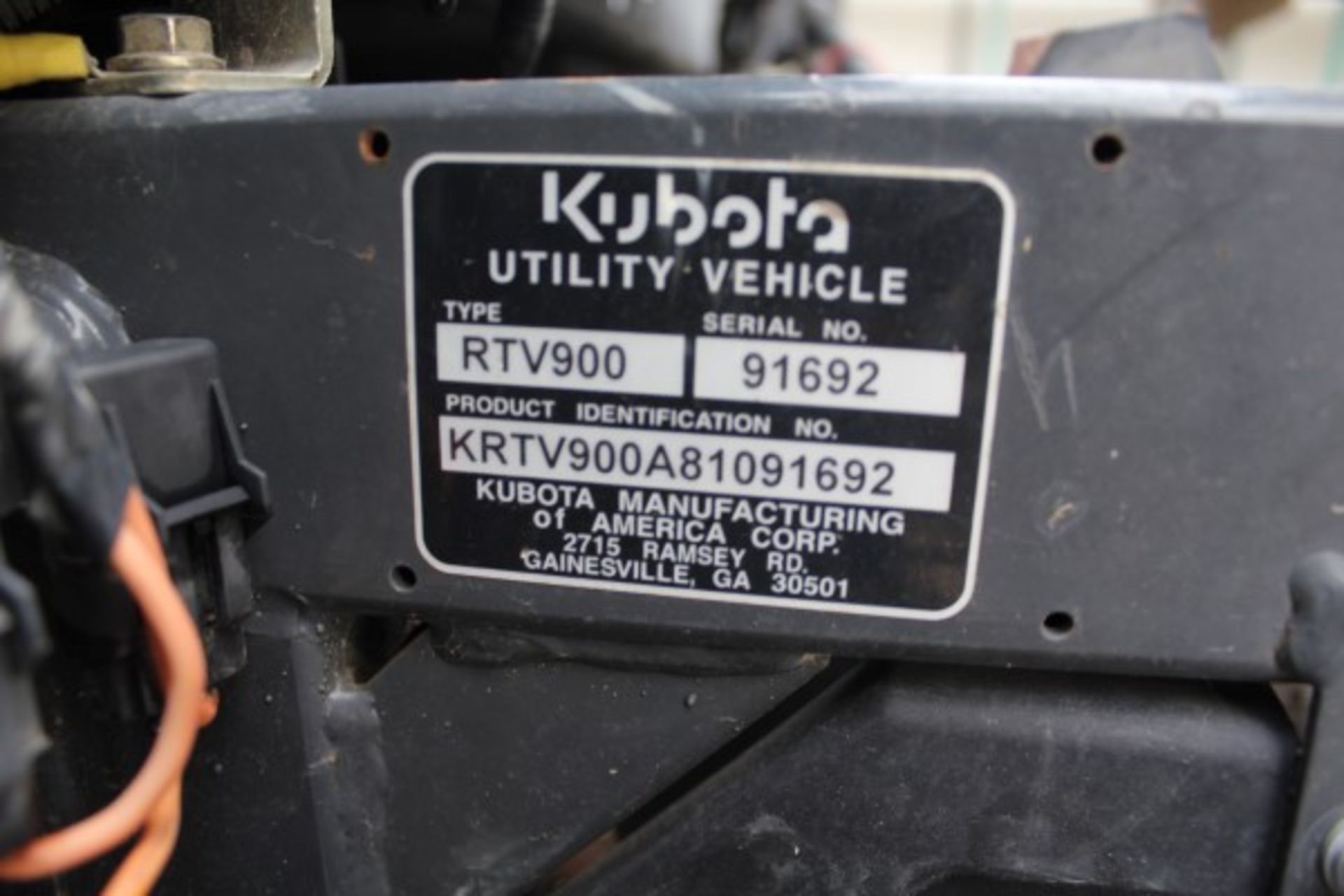 Kubota RTV, M# RTV900, S/N 91692, Product I.D# KRTV900A81091692, - Image 2 of 4