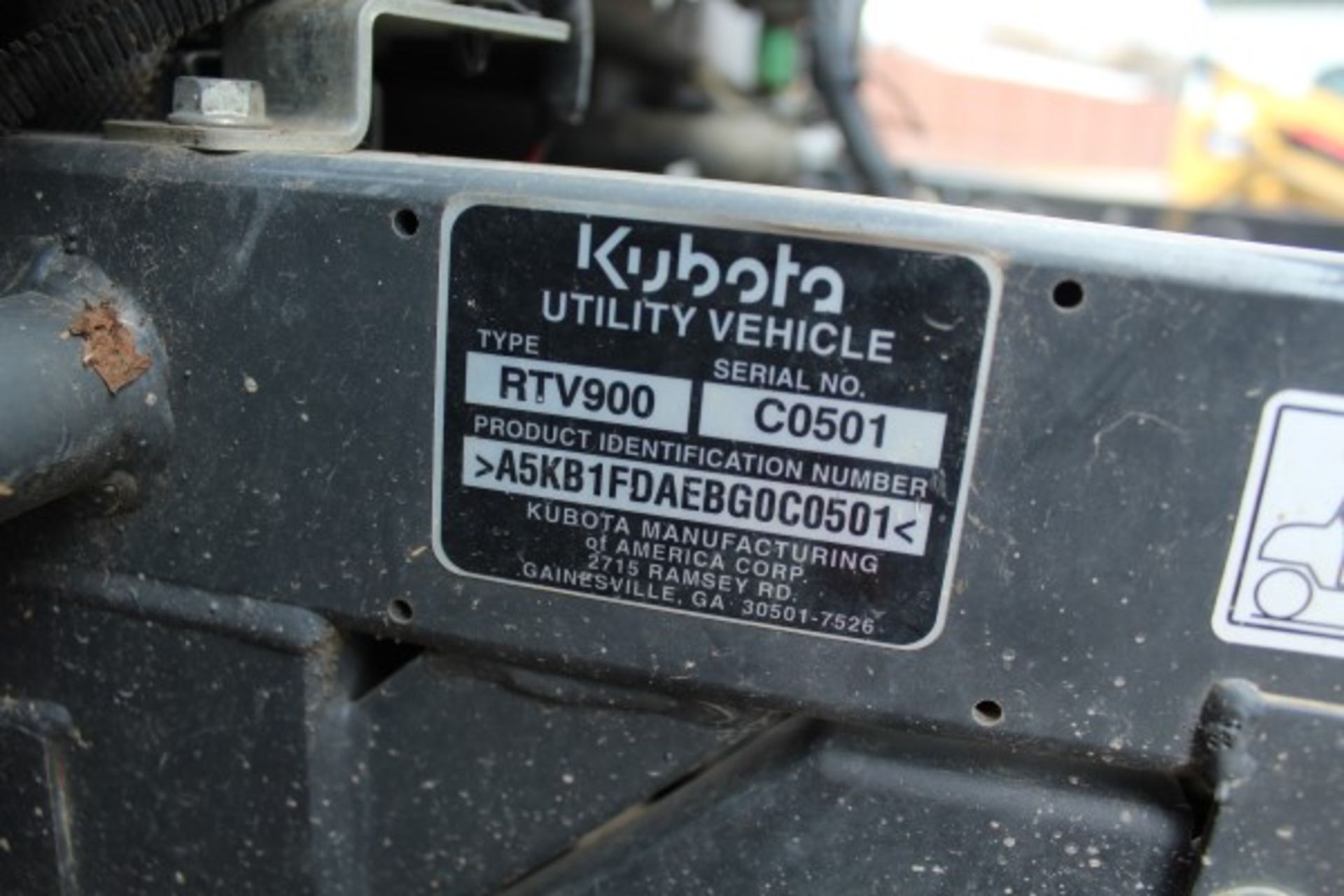 Kubota RTV, M# RTV900, S/N C0501, Product I.D# A5KB1FDAEBG0C0501, (Out of service, engine issue) - Image 2 of 4