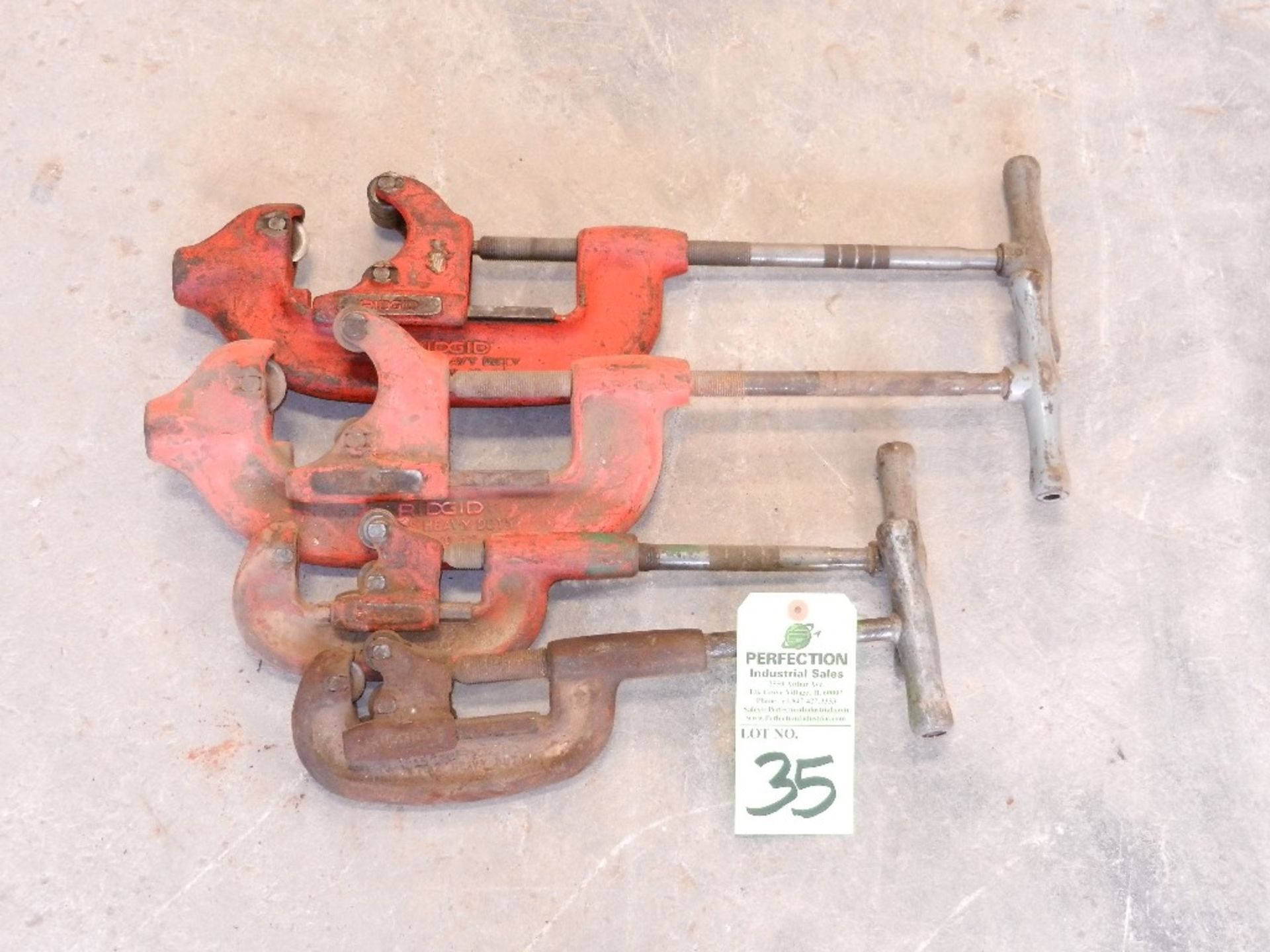 Lot: (4) Assorted Ridgid Pipe Cutters, Consisting Of: (2) 2" to 4" & (2) 1/8" to 2"