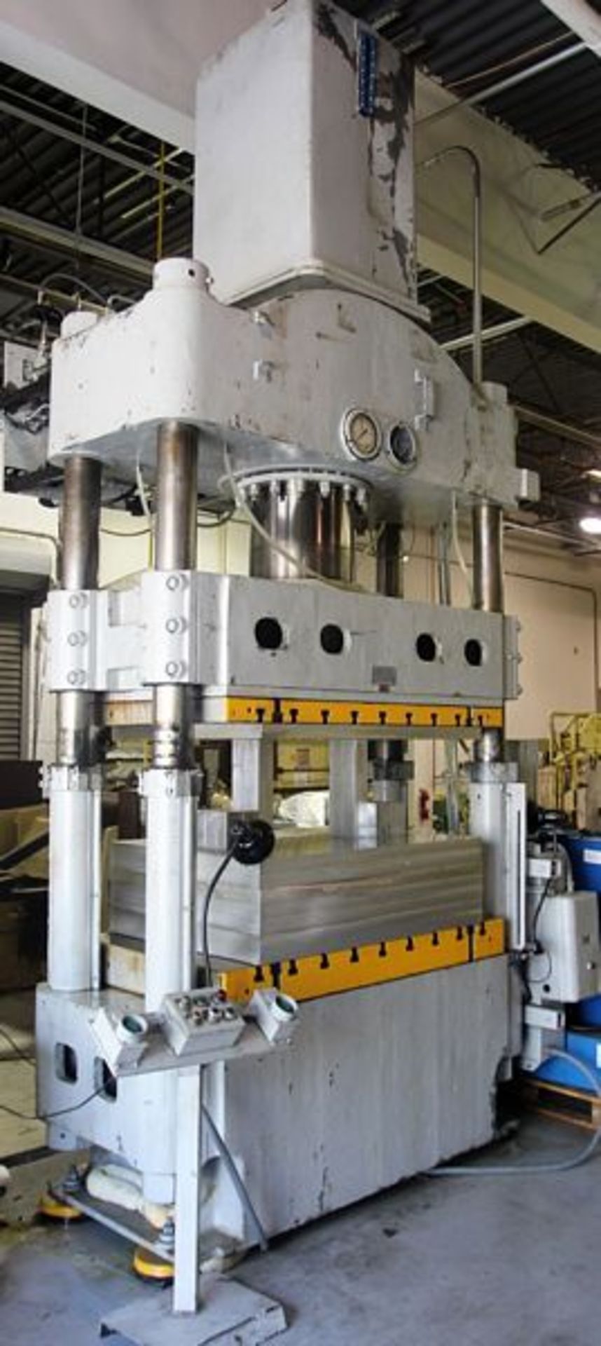 300 TON HPM 4-POST HYDRAULIC PRESS, w/36" x 60" T-Slotted Bed & Bolster, 16" x 61" Between Posts,