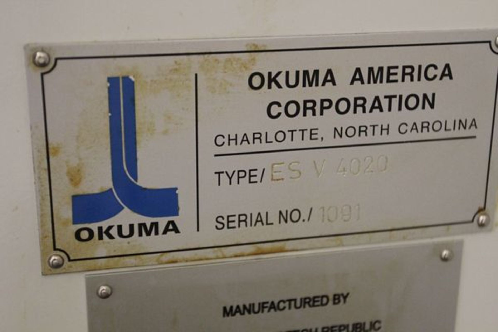 OKUMA ES-V4020 VERTICAL MACHINING CENTER, s/n 1091, w/OSP-U10-M CNC Control, 20" x 47" Table, 20- - Image 5 of 5