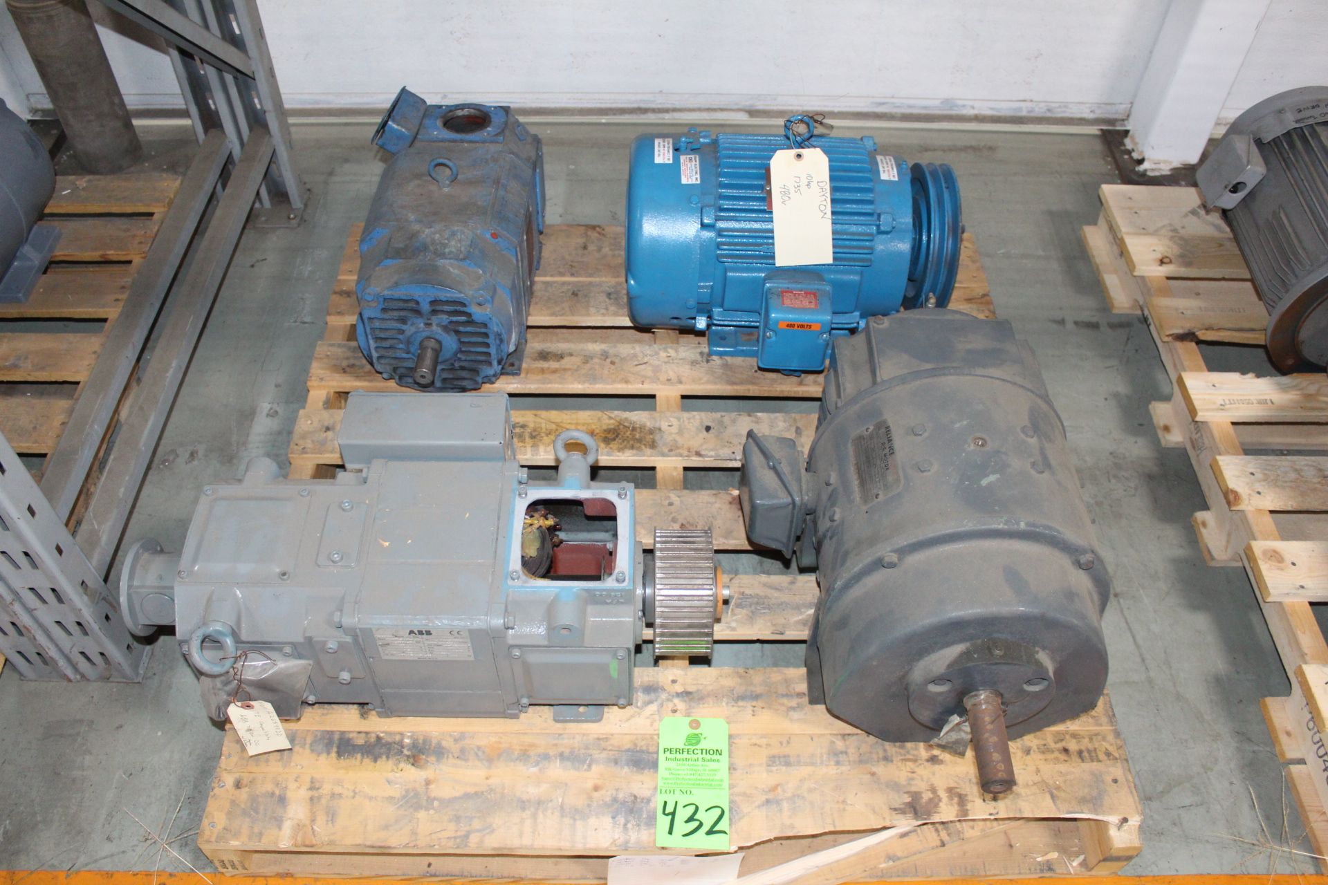 Lot - Assorted Motors On 1 Skid; Motor Room