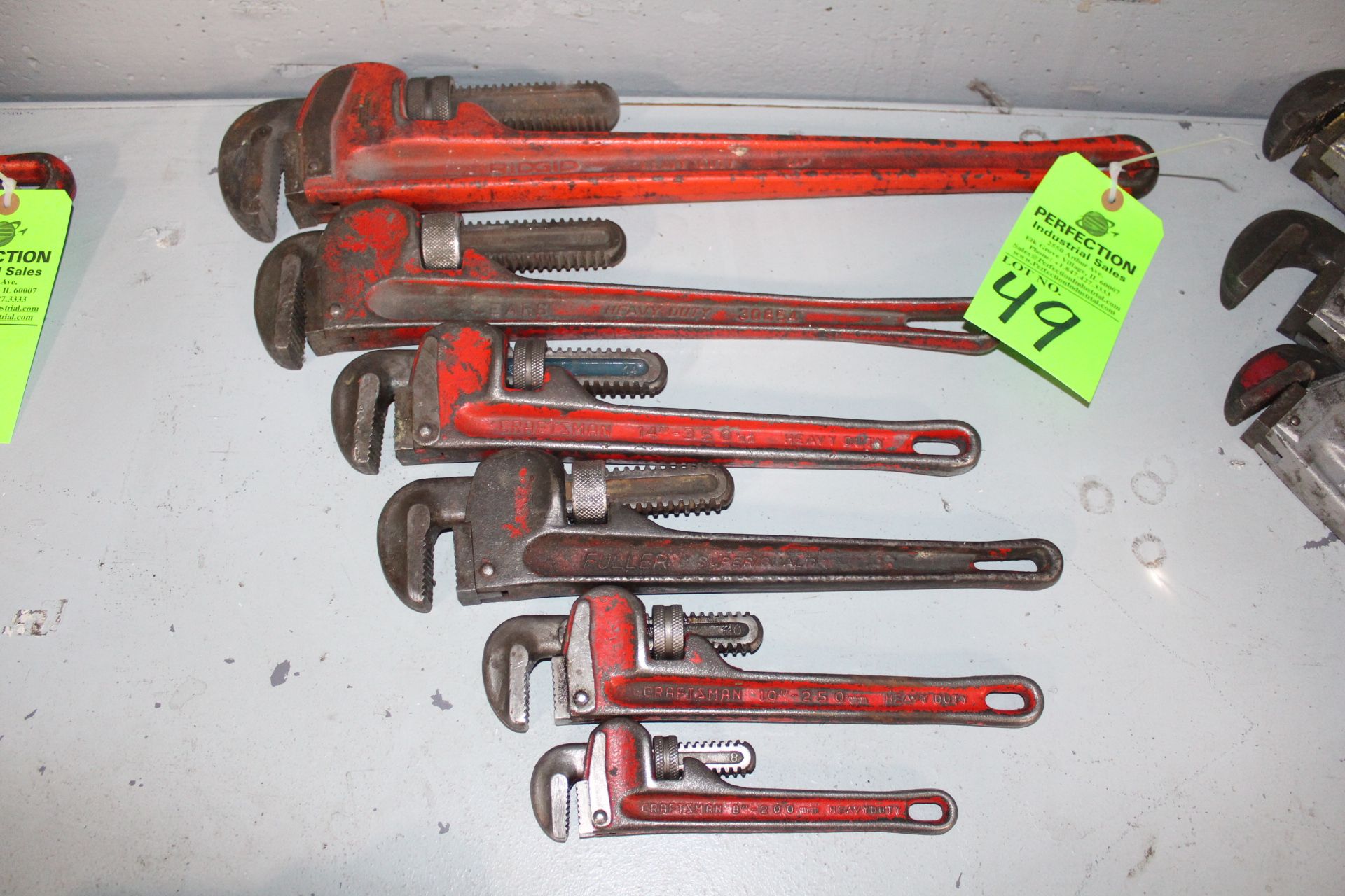 Lot of (6) Pipe Wrenches, 24" - 8"