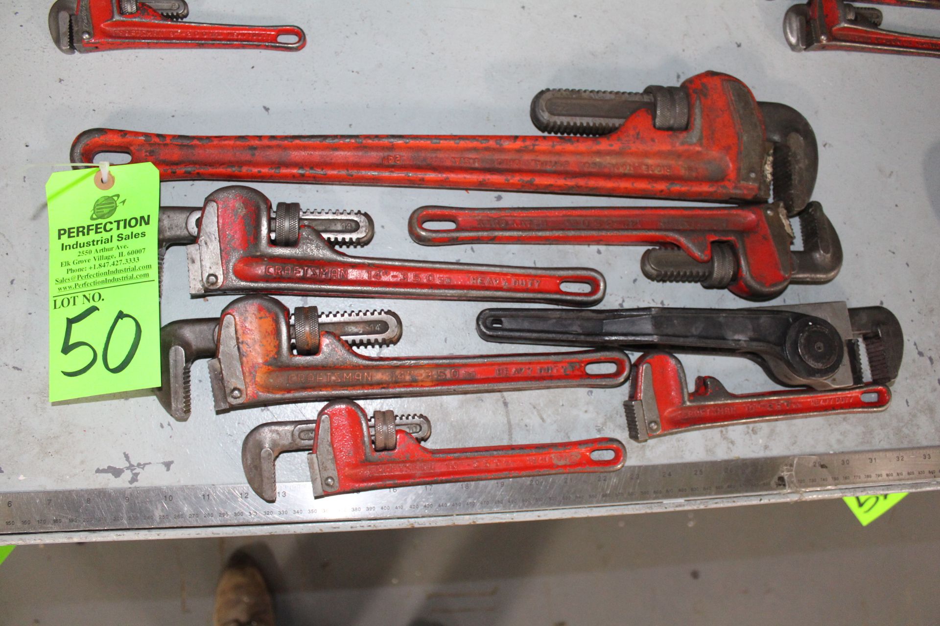 Lot of (6) Pipe Wrenches, 24" - 10"