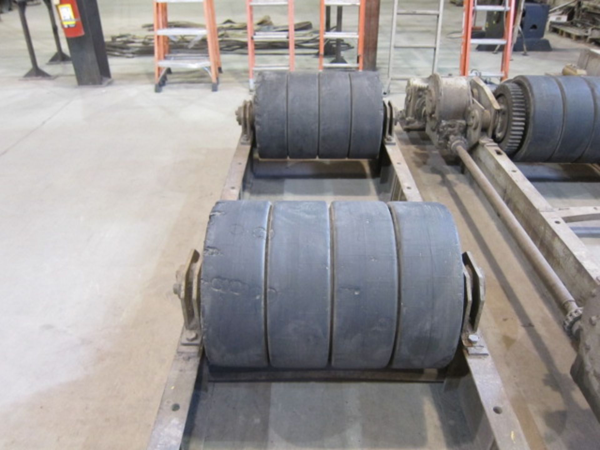 POWER & IDLER TURNING ROLL SET, CUSTOM APPROX. 60 T. CAP., (4) 20" dia. x 6"W. rubber tires, - Image 6 of 6