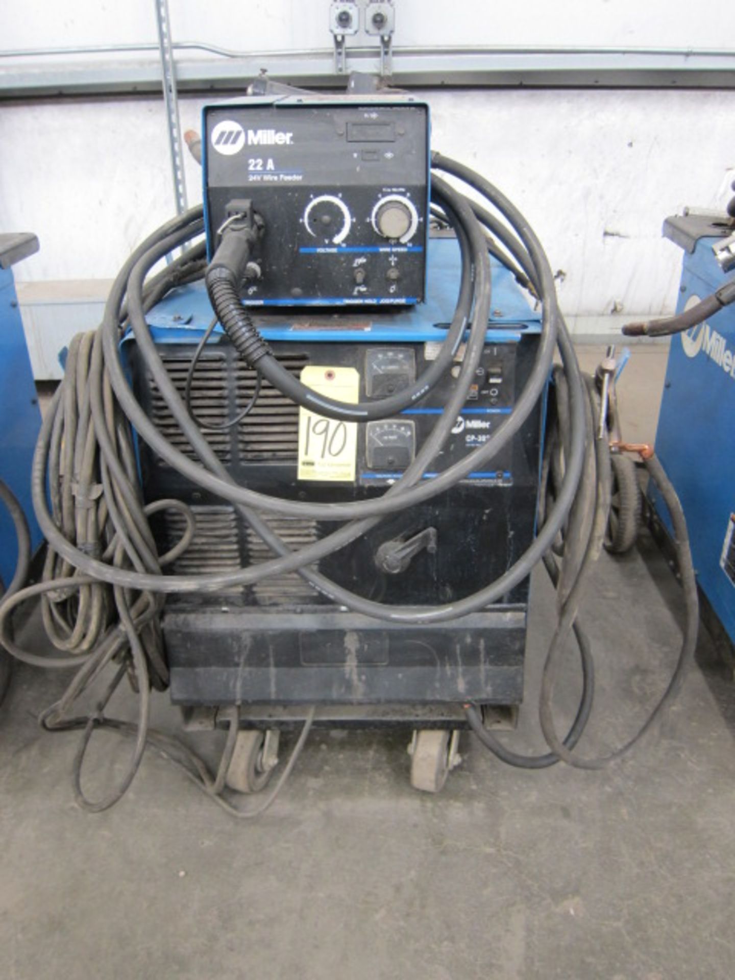 MIG WELDER, MILLER MDL. CP302, 300 amps @ 32 v. output, 100% duty cycle, Mdl. 22A wire feeder,