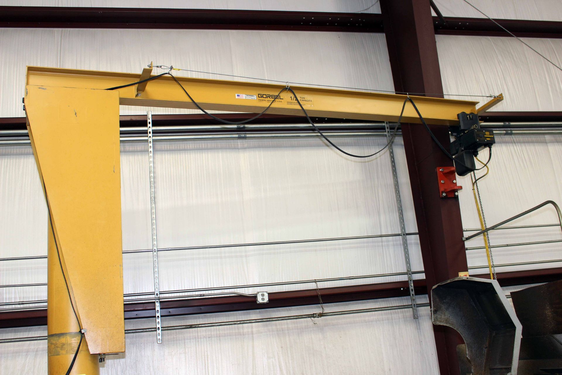 FREE STANDING PEDESTAL JIB CRANE, GORBEL Â½ T. X APPROX. 8' REACH, approx. 8' ht. under hook, R&M