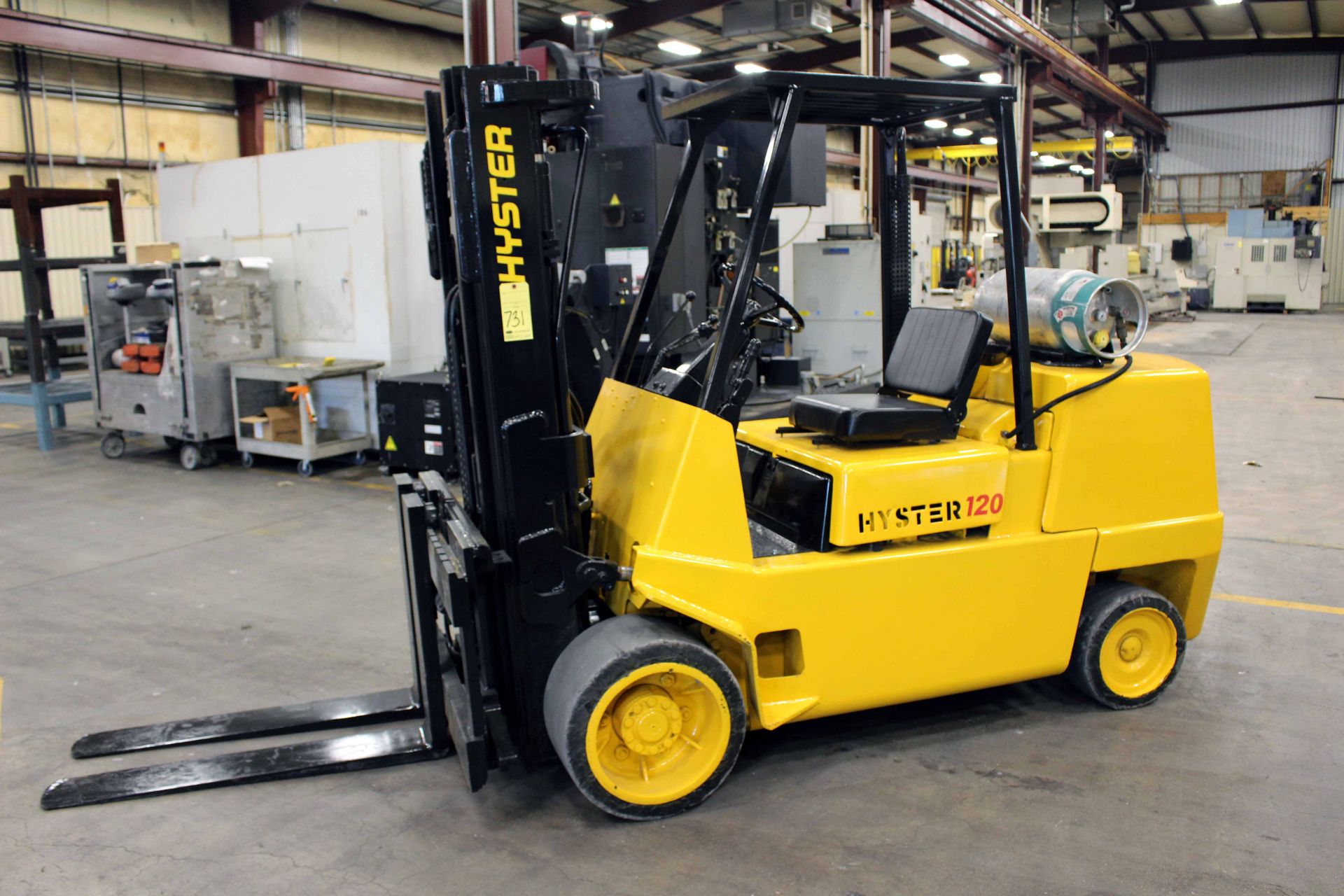 FORKLIFT, HYSTER 12,000 LB. CAP. MDL. S120XL, new 1996, LPG, 83" triple stage mast, 182" lift ht.,