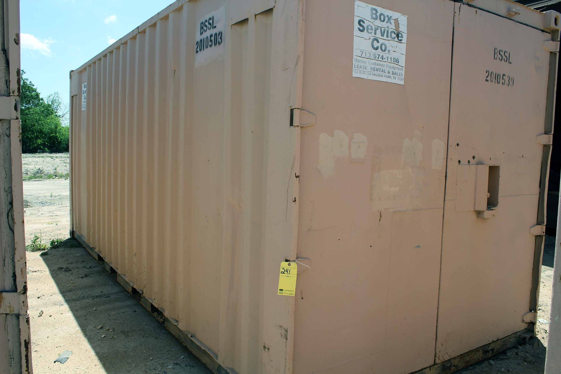 STEEL STORAGE CONTAINER, 20'L. x 96"W. x 8' ht., dbl. swing-out doors (Unit BSSL2010503)