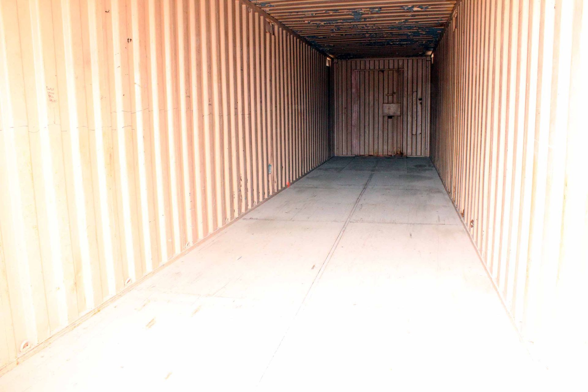 STEEL STORAGE CONTAINER, 40'L. x 96"W. x 8' ht., dbl. swing- out rear doors, front man door (Unit - Image 4 of 6