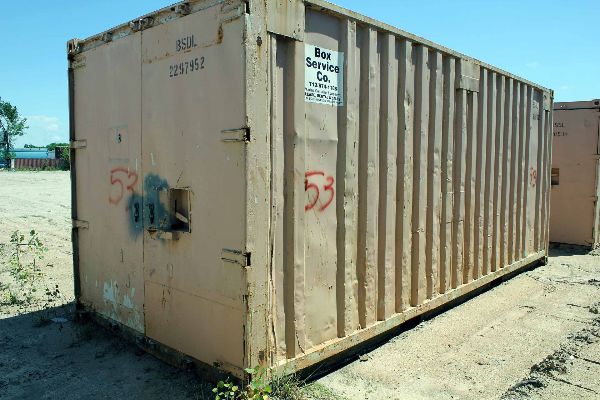 STEEL STORAGE CONTAINER, 20'L. x 96'W. x8' ht., dbl. swing-our rear door, front main door (Unit - Image 2 of 3