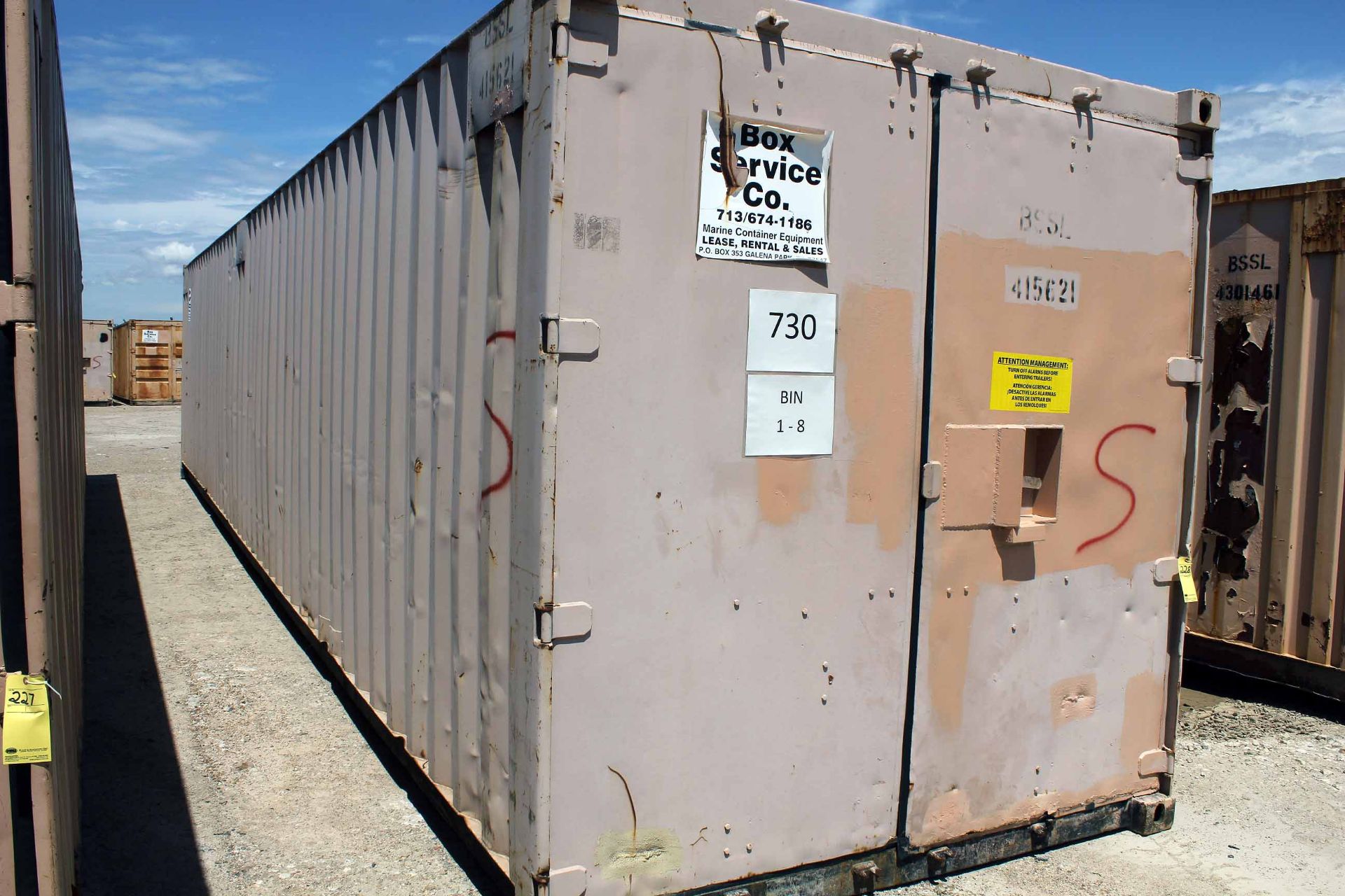 STEEL STORAGE CONTAINER, 40'L. x 96"W. x 8' ht., dbl. swing-out front doors (Unit BSSL415621) - Image 2 of 5