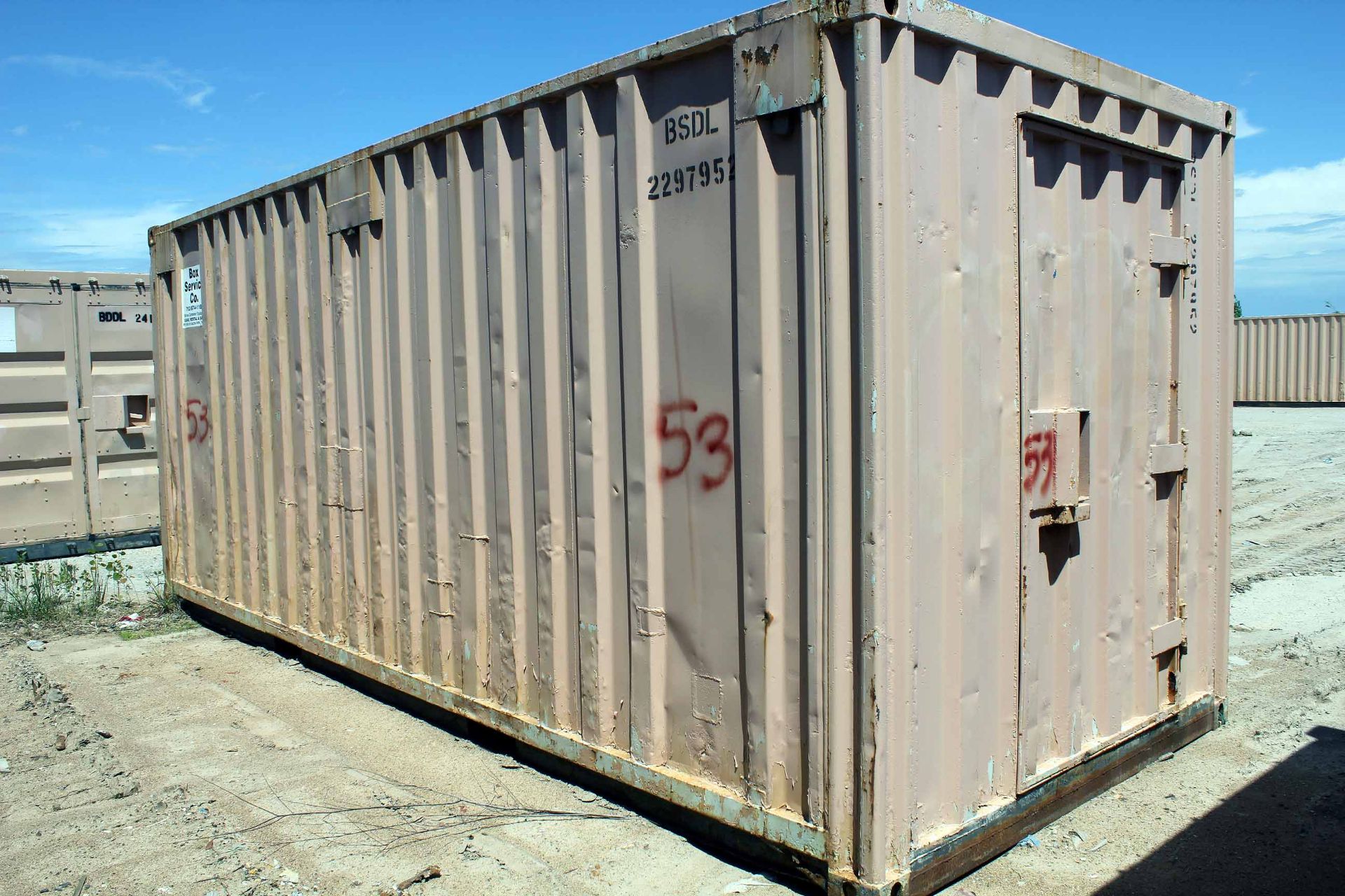 STEEL STORAGE CONTAINER, 20'L. x 96'W. x8' ht., dbl. swing-our rear door, front main door (Unit - Image 3 of 3