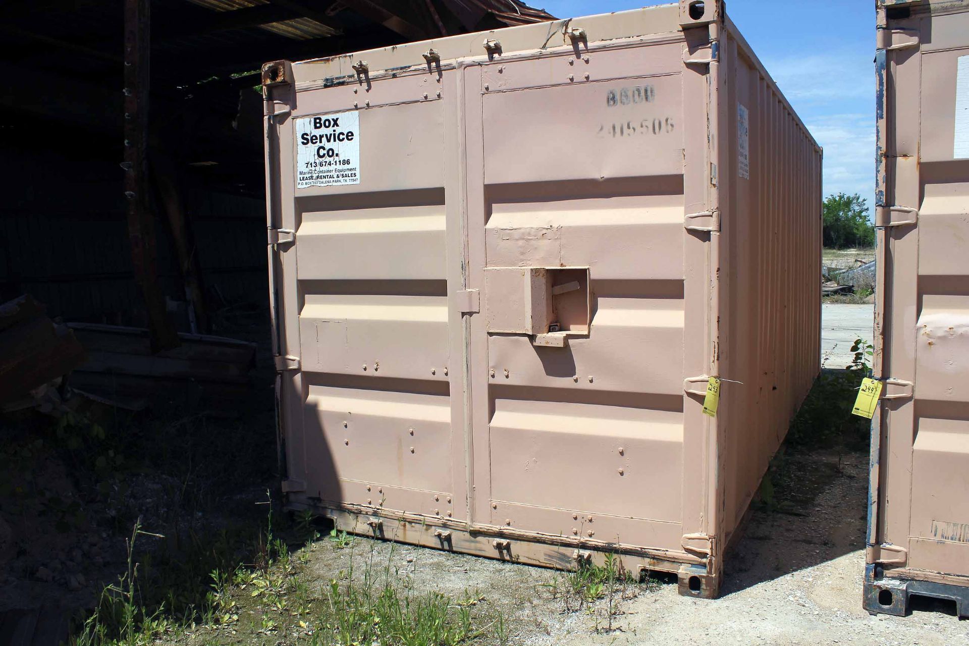 STEEL STORAGE CONTAINER, 20'L. x 96'W. x 8' ht., front & rear dbl. swing-out doors (Unit
