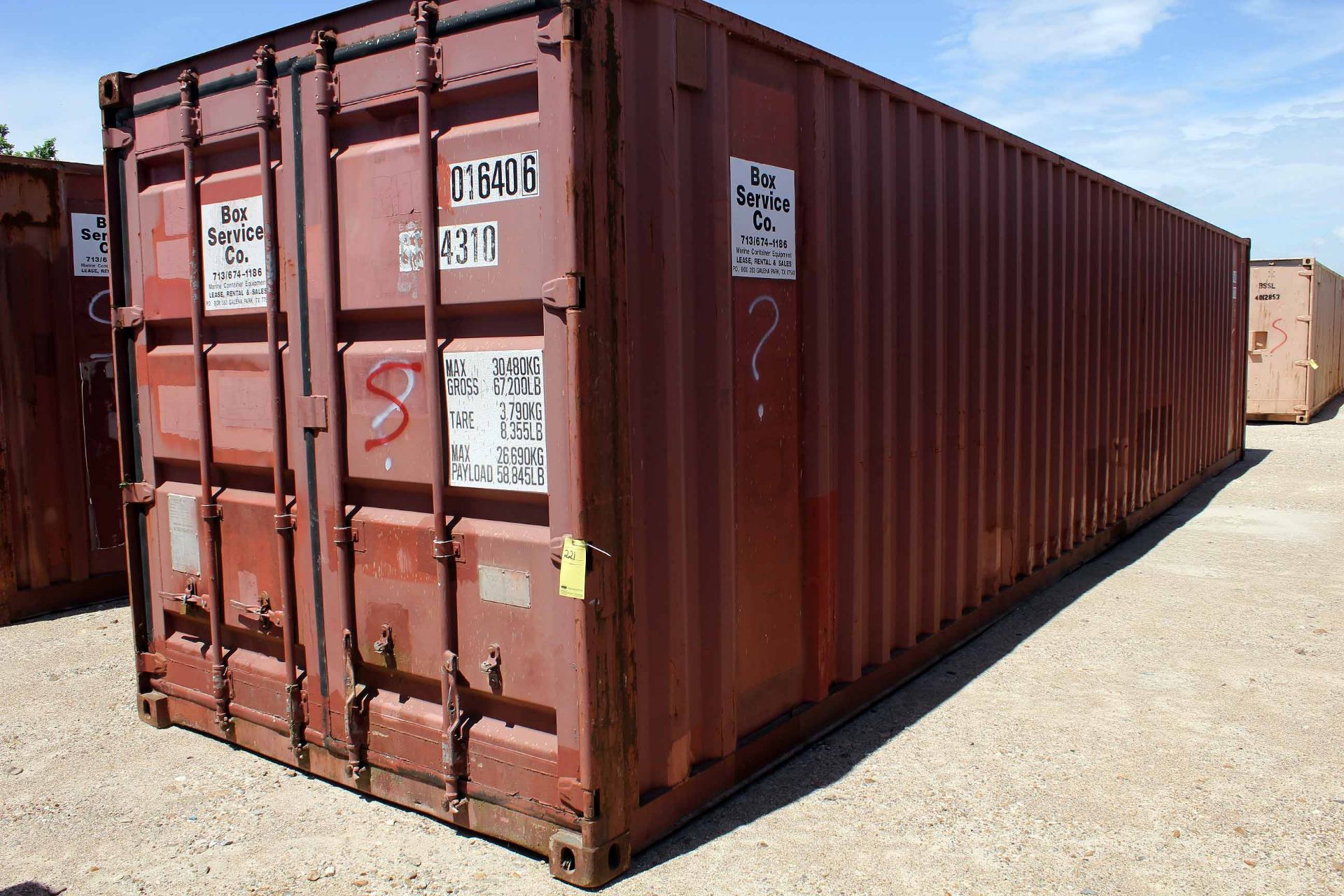 STEEL STORAGE CONTAINER, 40'L. x 96"W. x 8' ht., dbl. swing-out front doors (Unit 5016406-GB4310)