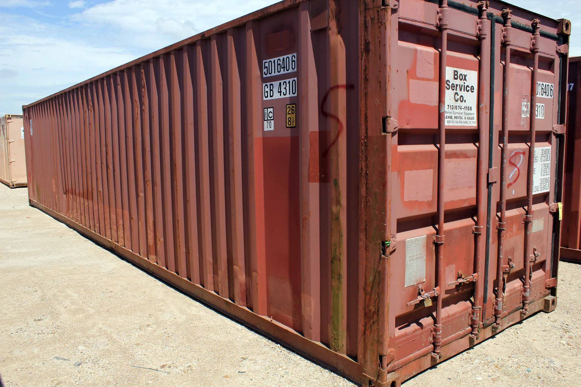 STEEL STORAGE CONTAINER, 40'L. x 96"W. x 8' ht., dbl. swing-out front doors (Unit 5016406-GB4310) - Image 2 of 3
