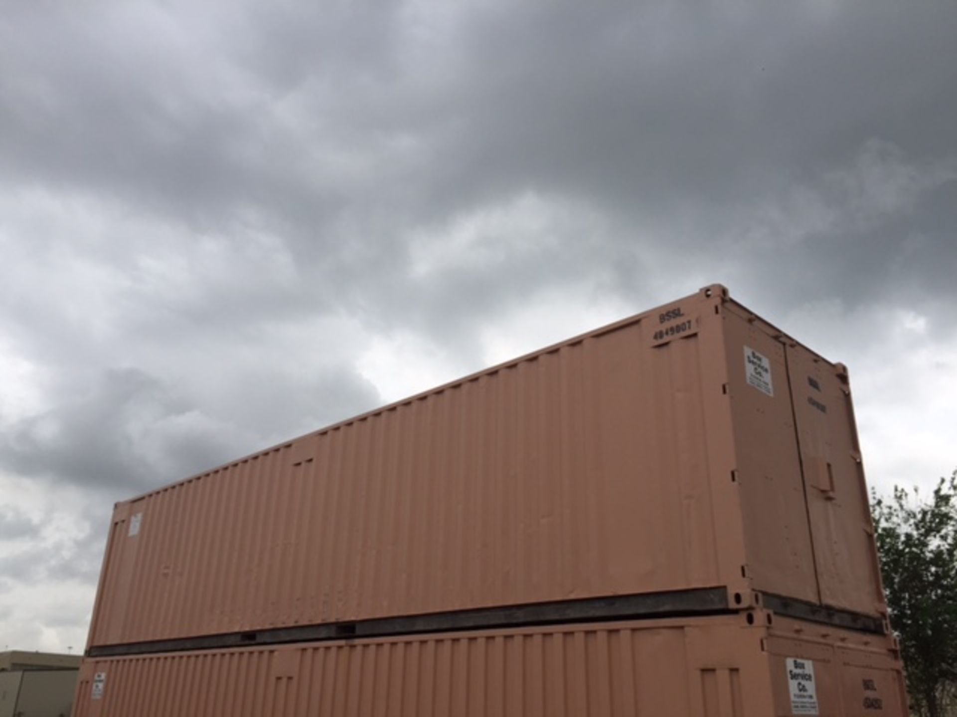 STEEL STORAGE CONTAINER, 40' L. X 96" W. X 8' ht., dbl. swing-out front doors, reconditioned