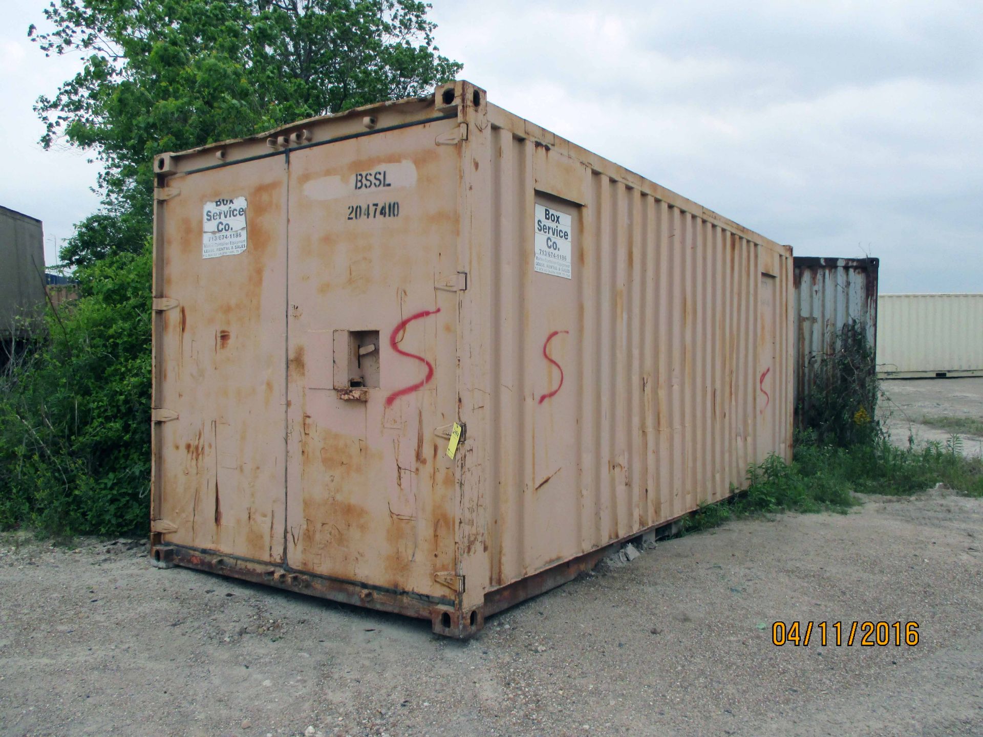 STEEL STORAGE CONTAINER, 20'L. x 96'W. x 8' ht., front & rear dbl. swing-out doors (Unit - Image 2 of 2
