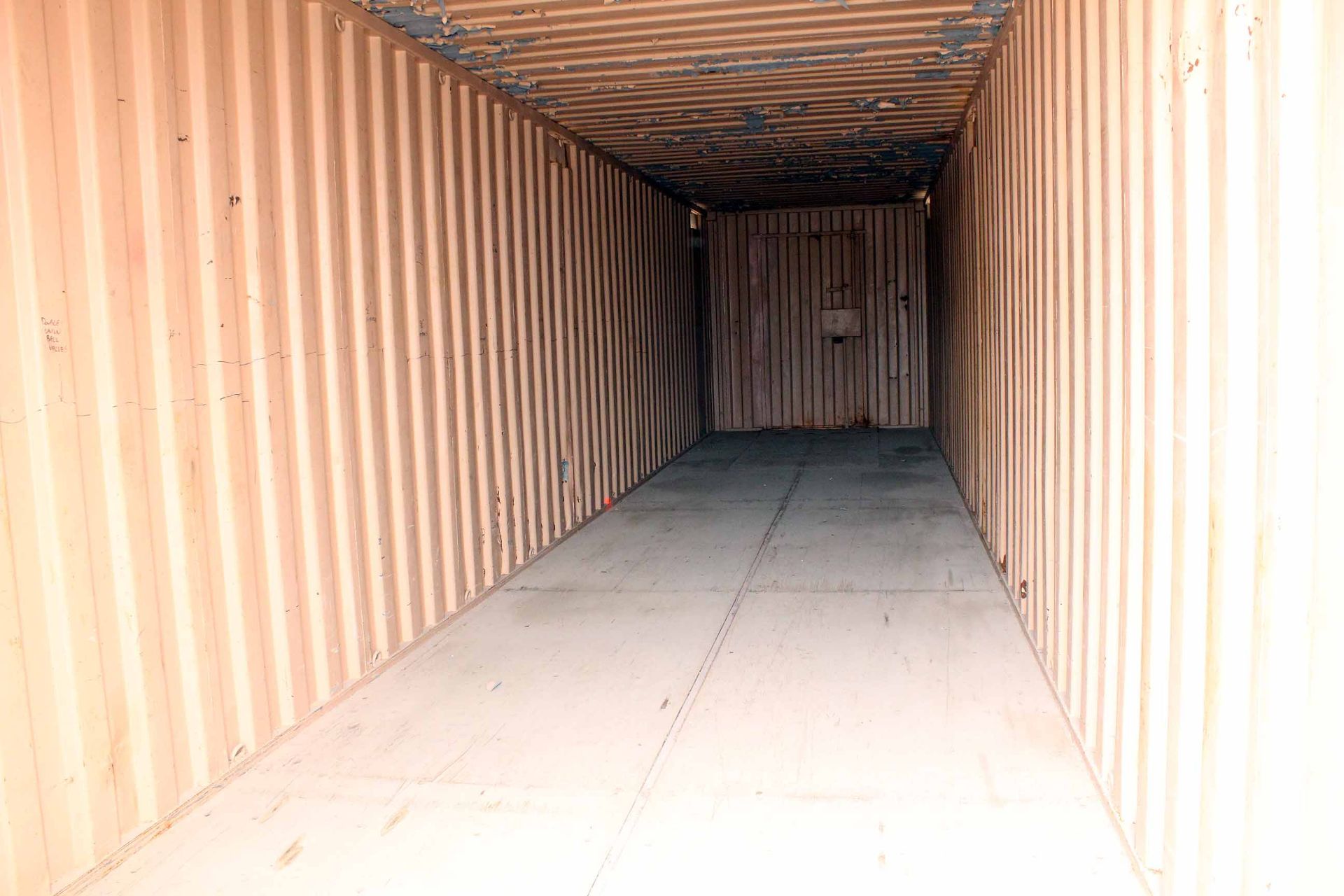 STEEL STORAGE CONTAINER, 40'L. x 96"W. x 8' ht., dbl. swing- out rear doors, front man door (Unit - Image 5 of 6