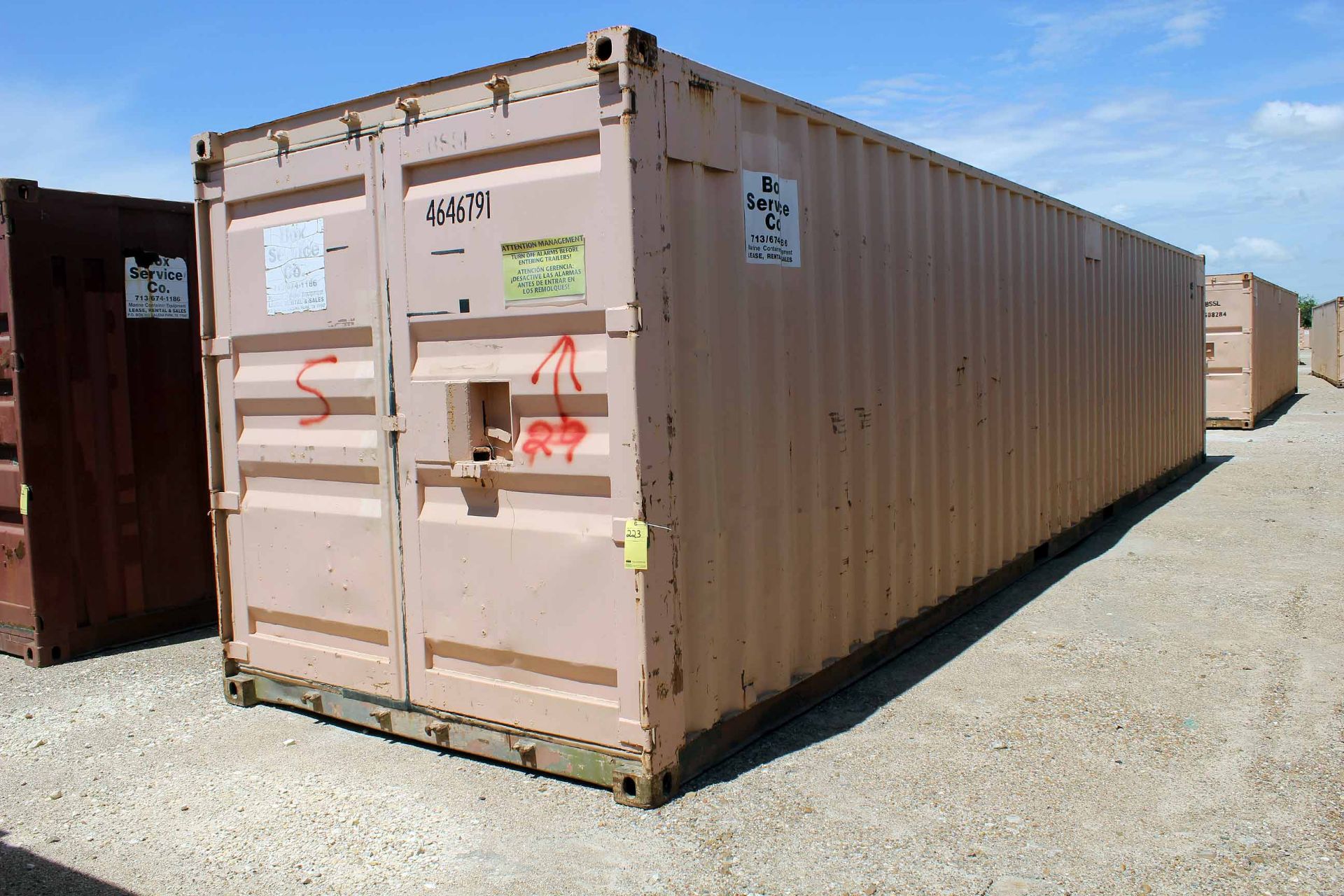 STEEL STORAGE CONTAINER, 40'L. x 96"W. x 8' ht., dbl. swing-out front doors (Unit BSSL4646791)