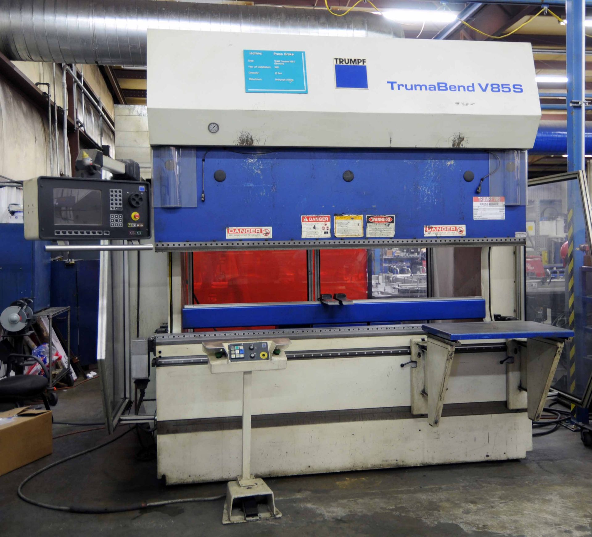 6-AXIS CNC PRESSBRAKE, TRUMPF TRUMABEND 95 T. CAP. MDL. V85S, Trumabend DA65 2D CNC control, 100”