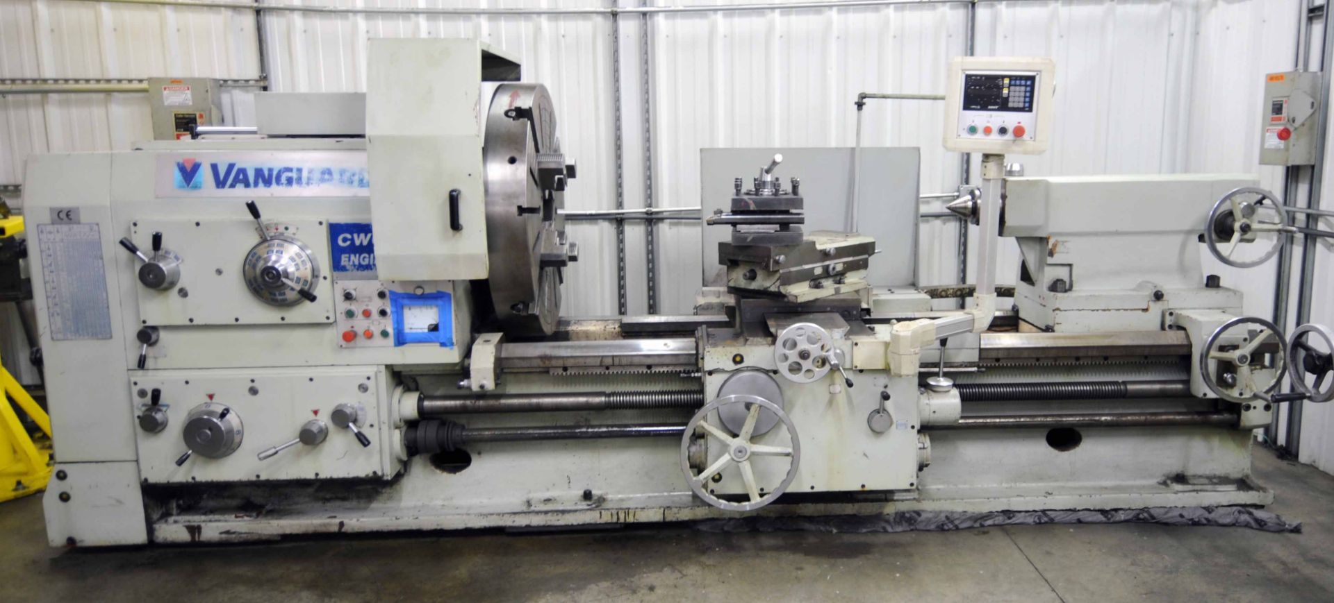 ENGINE LATHE, VANGUARD 40" X 78" MDL. CW61, Sony 2-axis D.R.O., 39-1/2" dia. 4-jaw chuck, spds: 4-