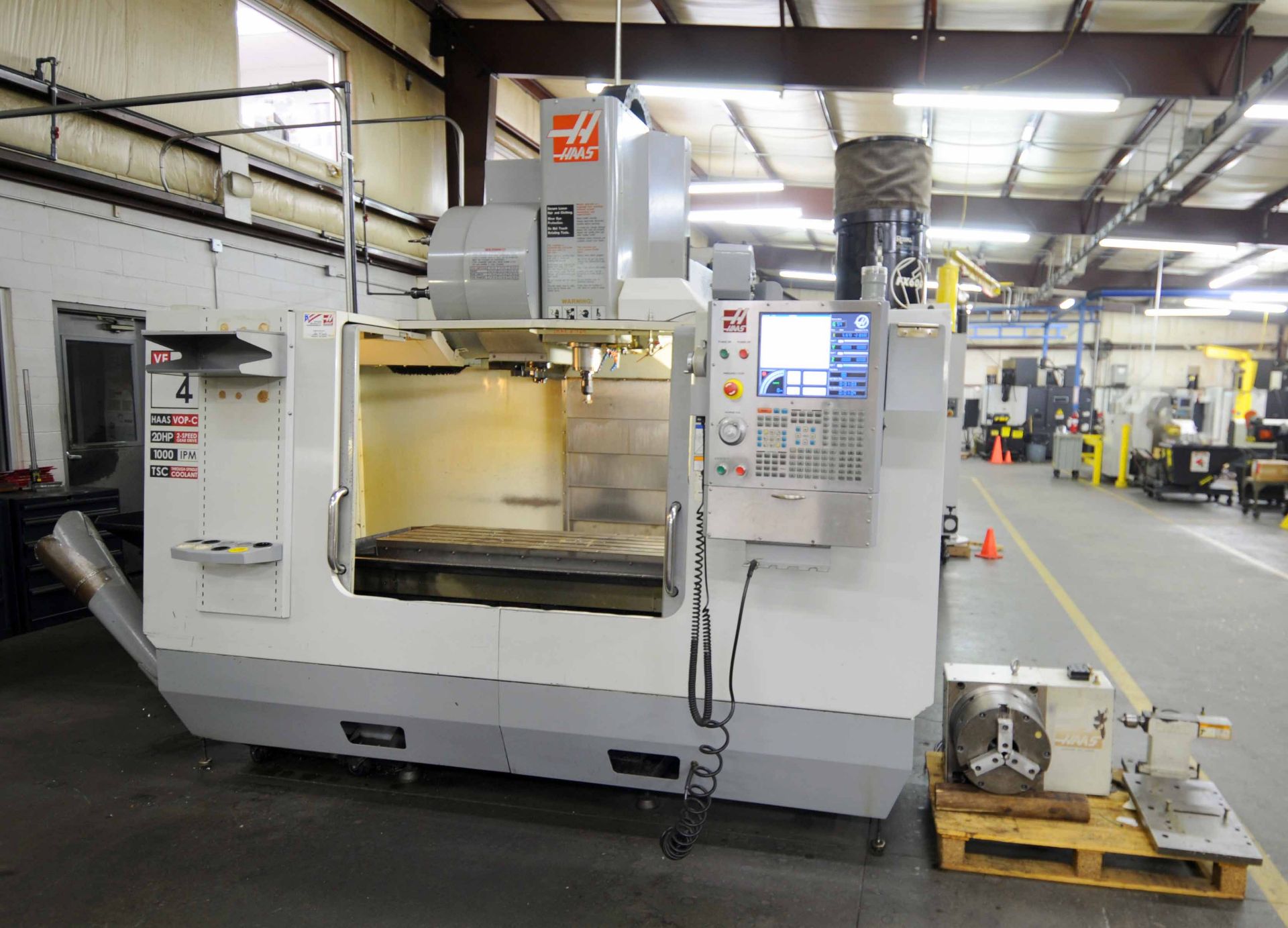 VERTICAL MACHINING CENTER, HAAS MDL. VF-4B 4-AXIS, new 2007, 18” x 52” table, 3,500 lb. table