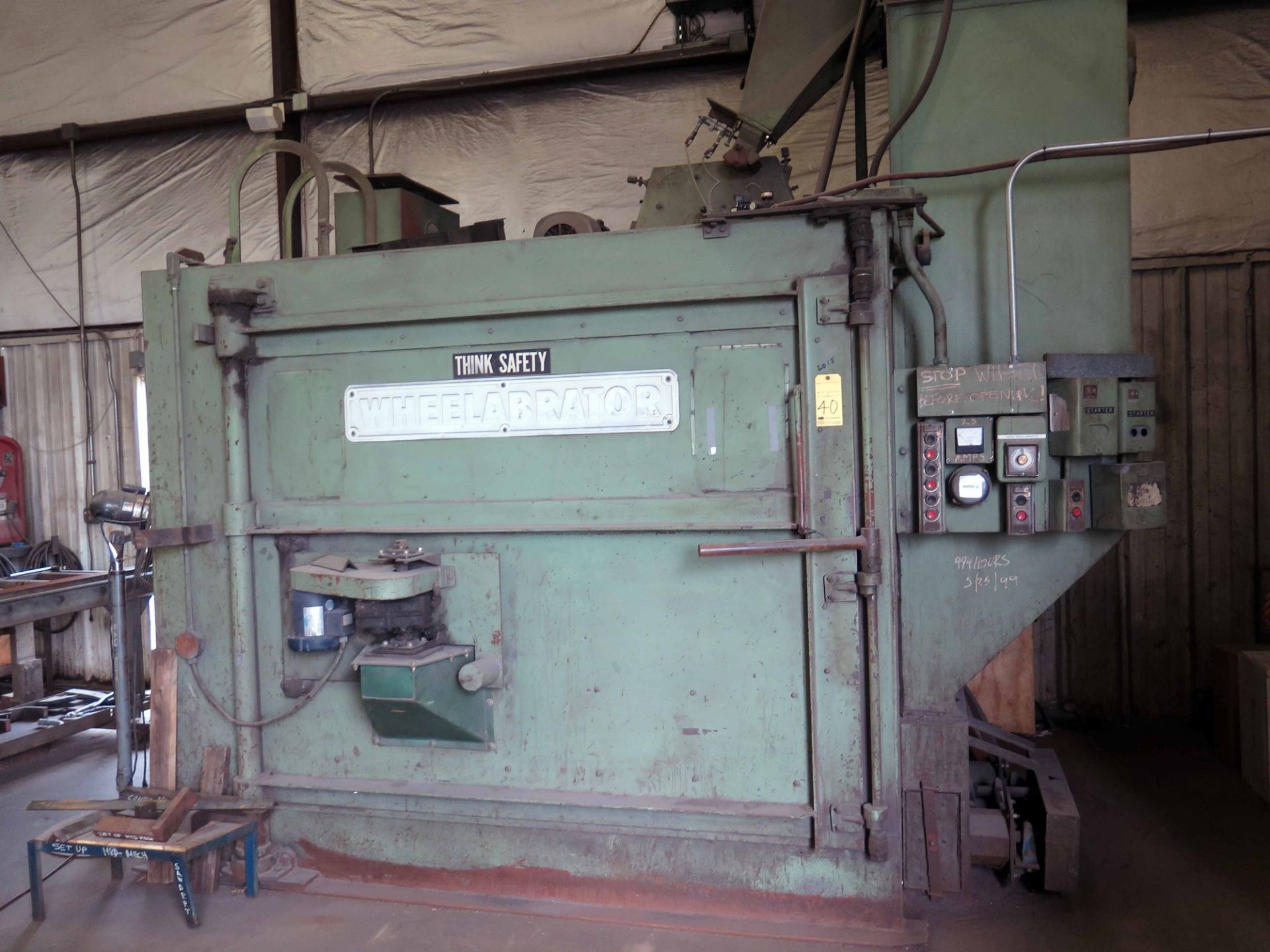 TABLE BLAST MACHINE, WHEELABRATOR 72", approx. 36" ht. over table, sgl. wheel belt driven - Image 2 of 5