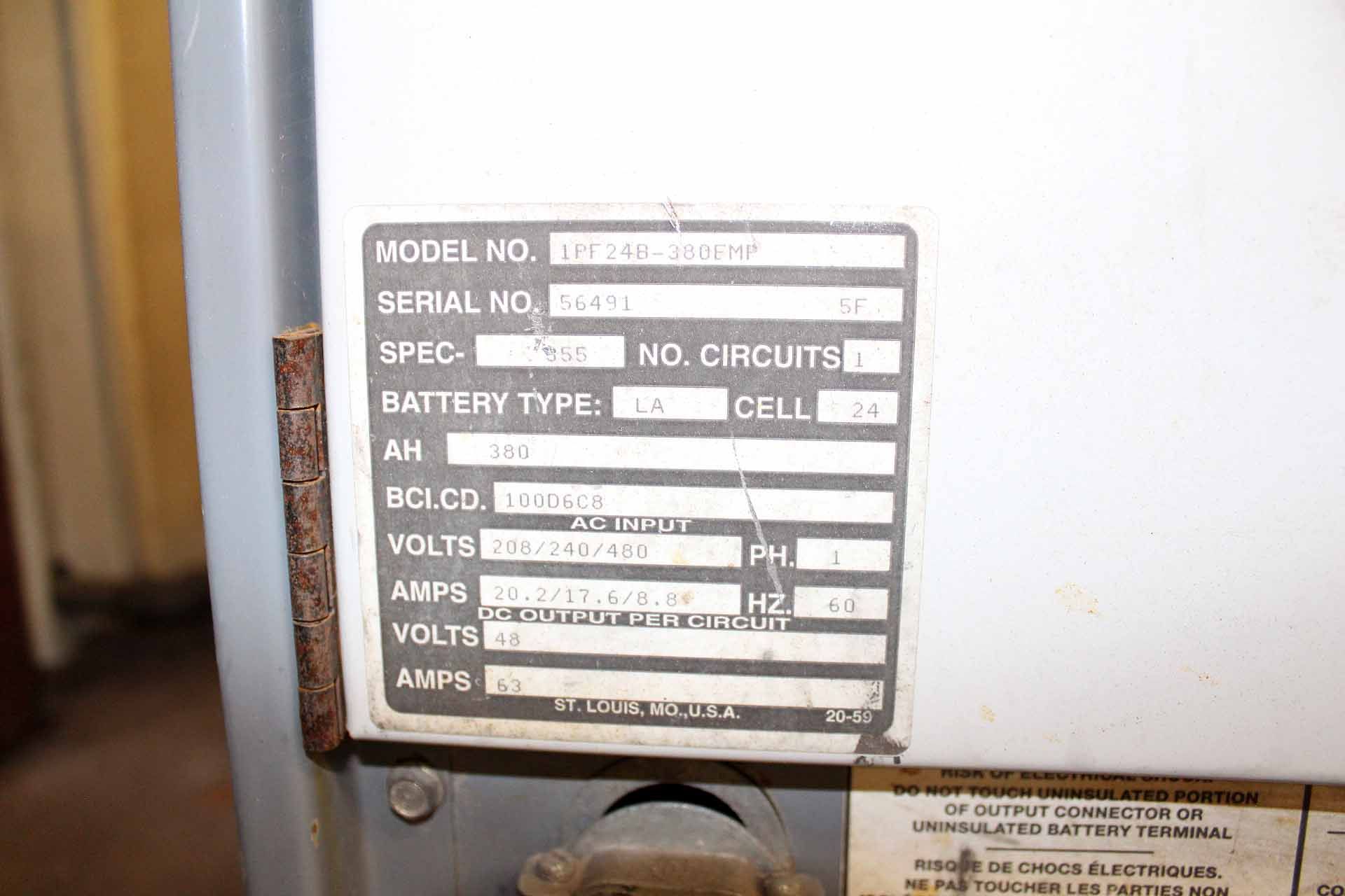 FORKLIFT BATTERY CHARGER, PRECISION MDL. 1PF24B-380EMP, 48 v., S/N 56491 - Image 2 of 2