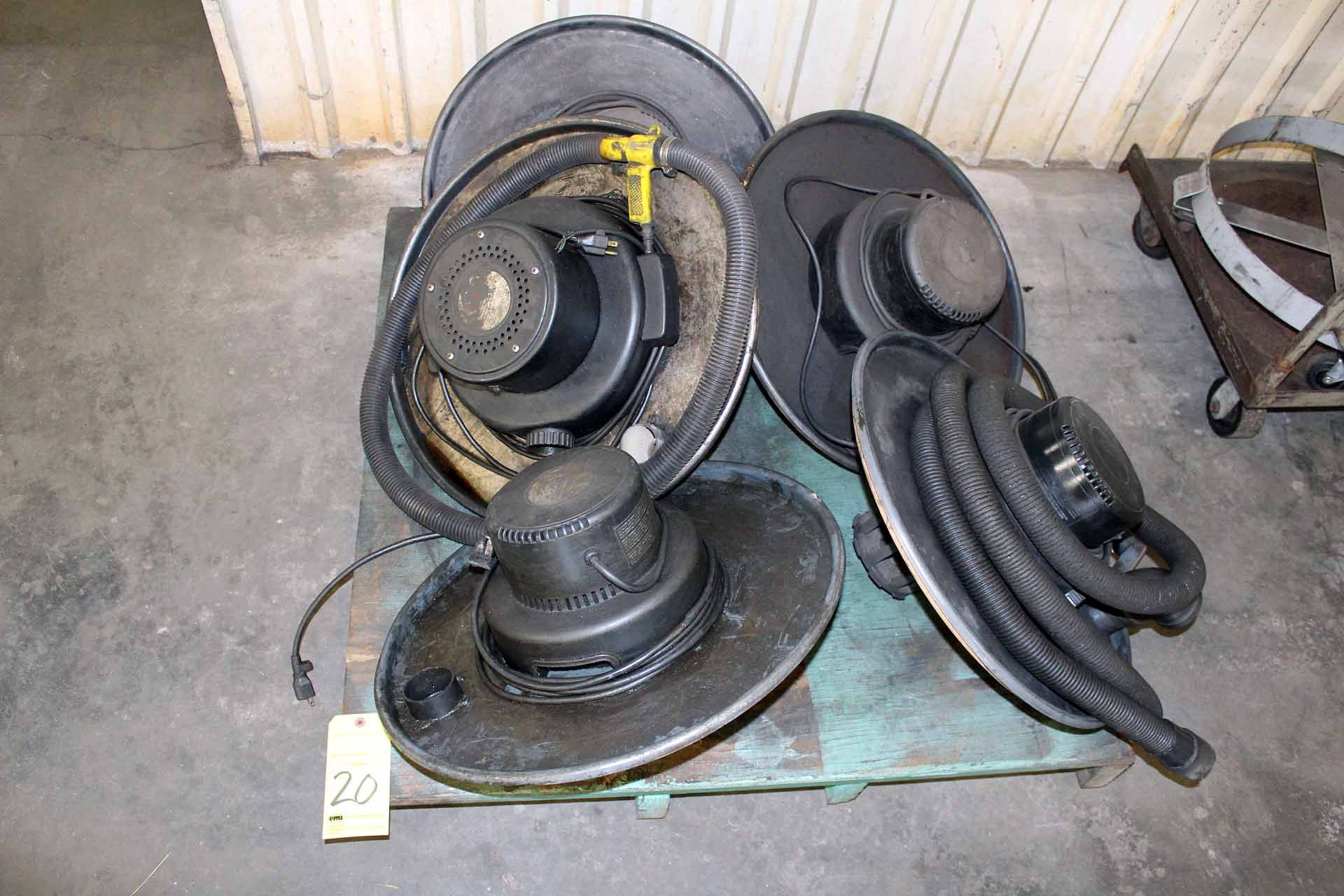 LOT CONSISTING OF: drum mount shop vac heads & PC's (5) (on one skid)