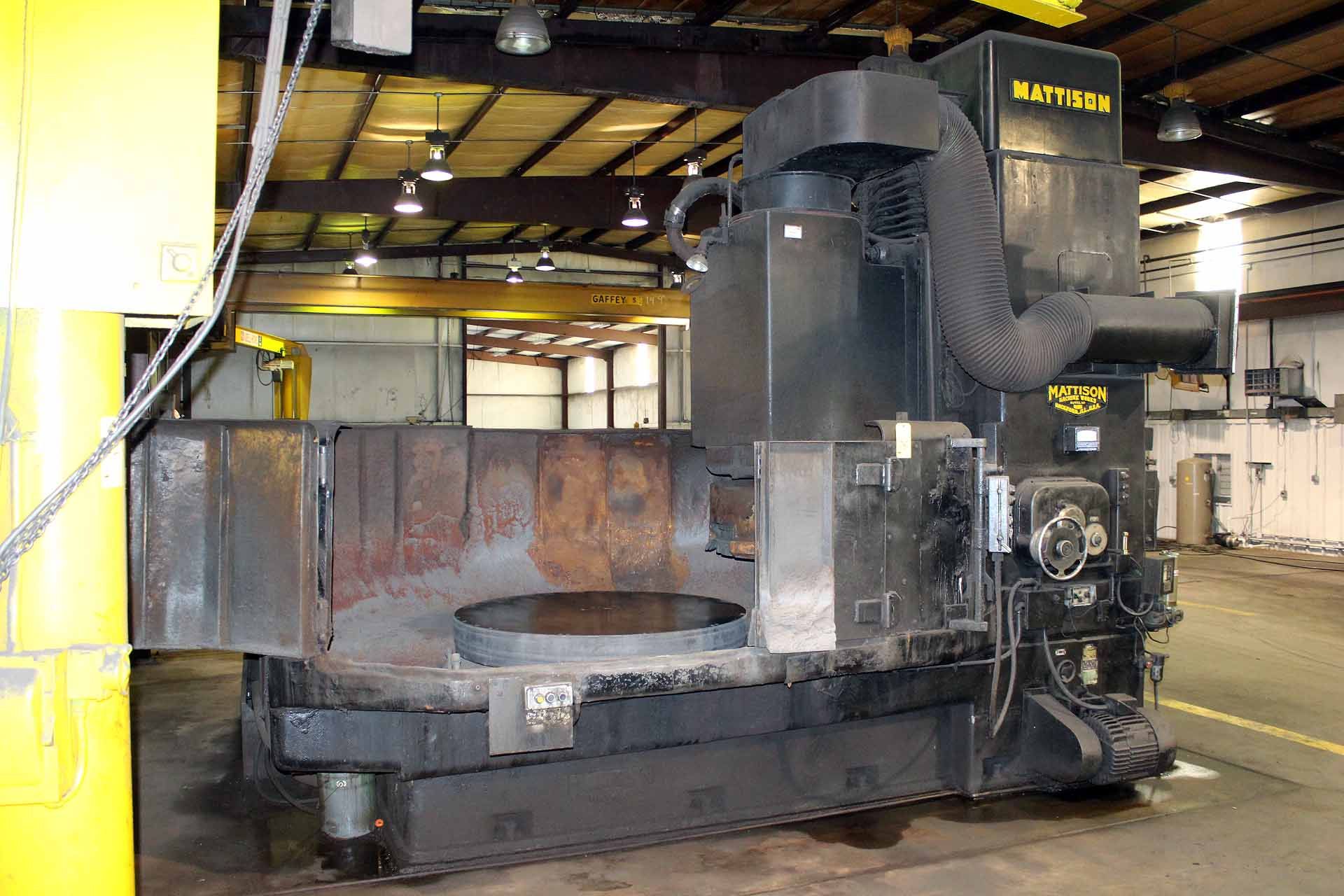 VERTICAL ROTARY GRINDER, MATTISON 60", 60” mag. table, 72” max. swing, 30" ht. under wheel (est.),