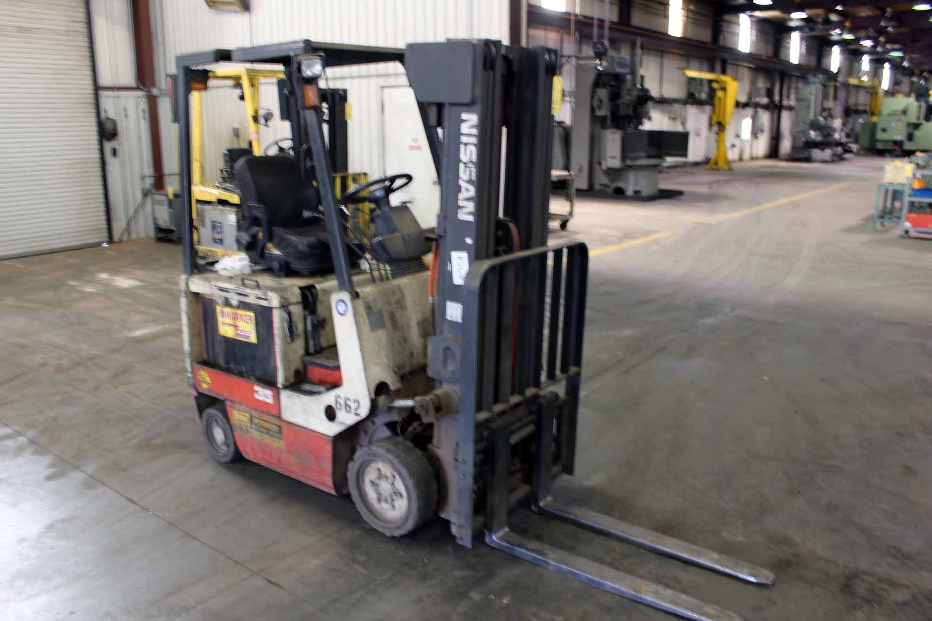 ELECTRIC FORKLIFT, NISSAN 2,500 LB. CAP. MDL. CWP01L18E, 188" lift ht., side shift, S/N CWP01- - Image 2 of 5