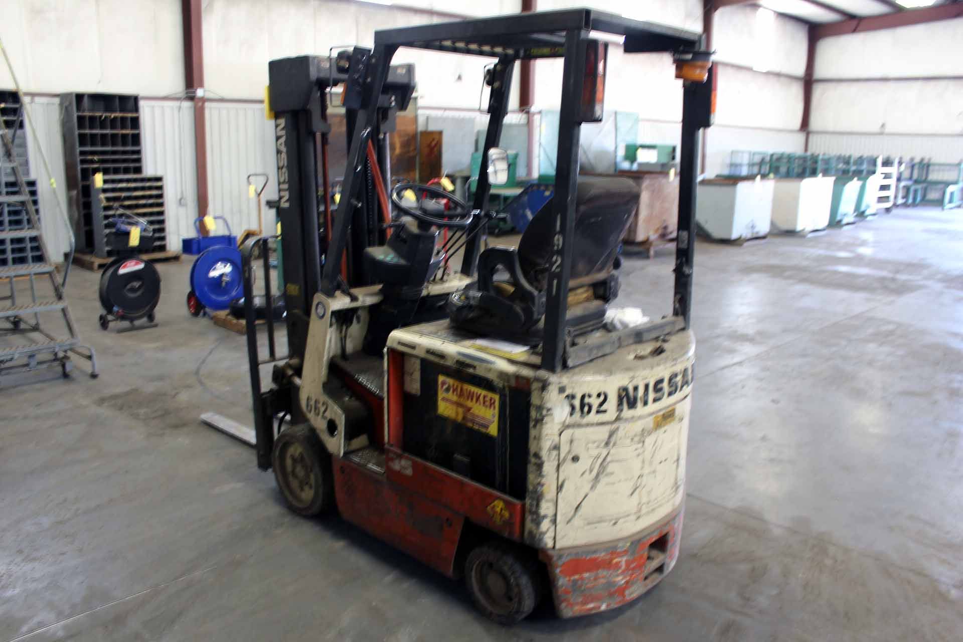 ELECTRIC FORKLIFT, NISSAN 2,500 LB. CAP. MDL. CWP01L18E, 188" lift ht., side shift, S/N CWP01- - Image 4 of 5