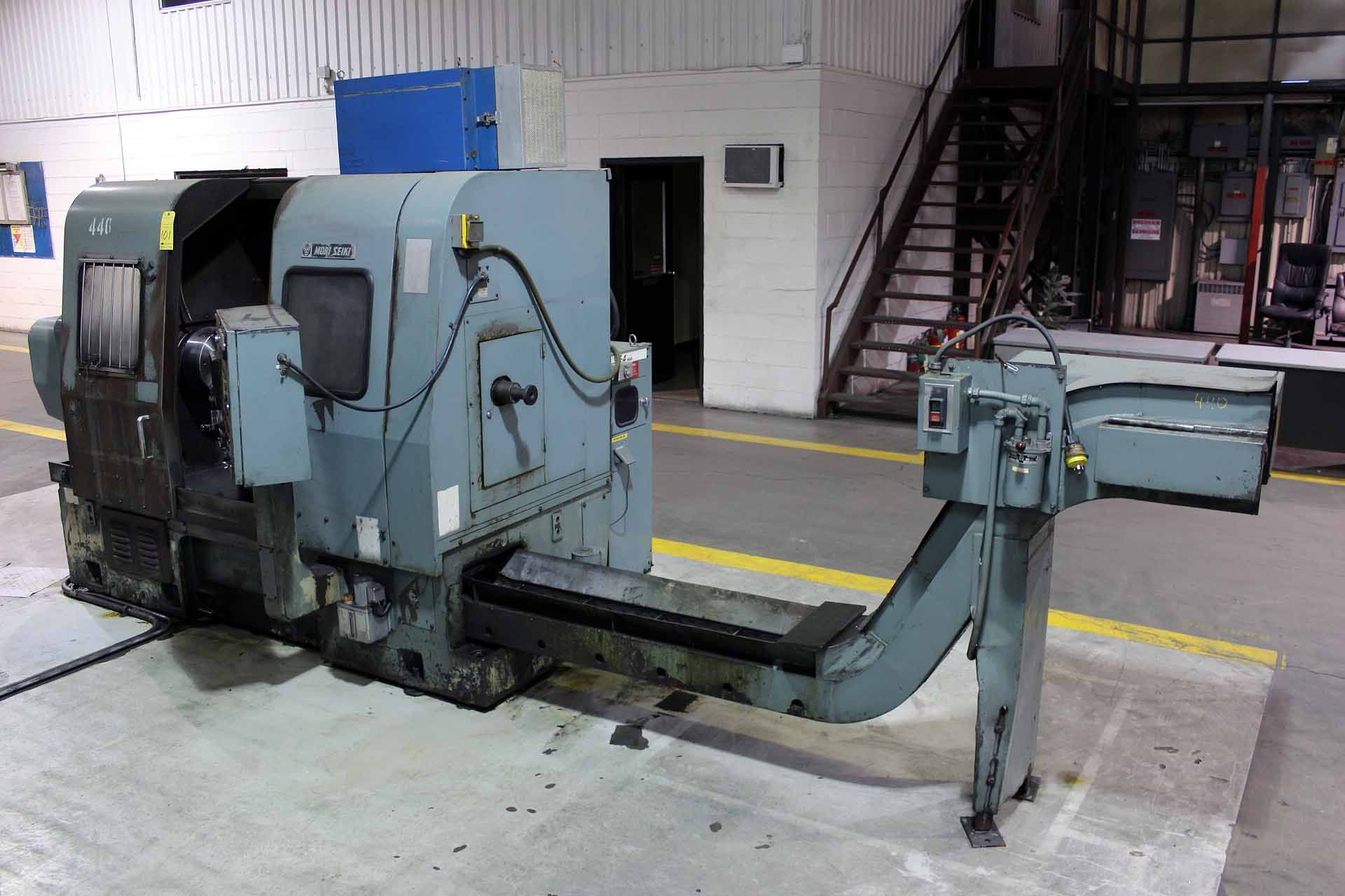 CNC LATHE, MORI SEIKI MDL. SL-4, Fanuc 6TB CNC control, 22” swing, 14” turning dia., 24” btn. - Image 2 of 7