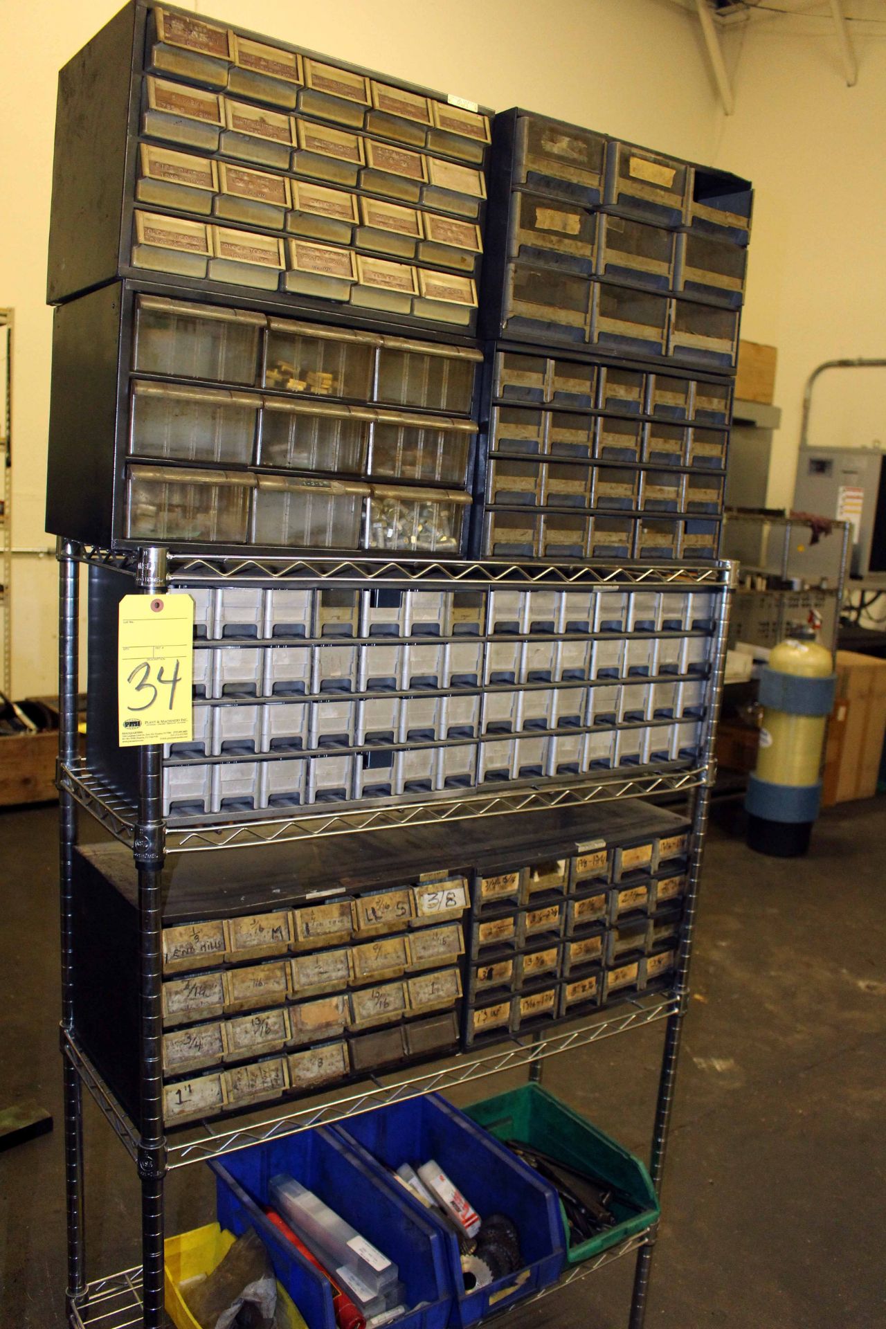 LOT OF STORAGE BINS (on one rack)