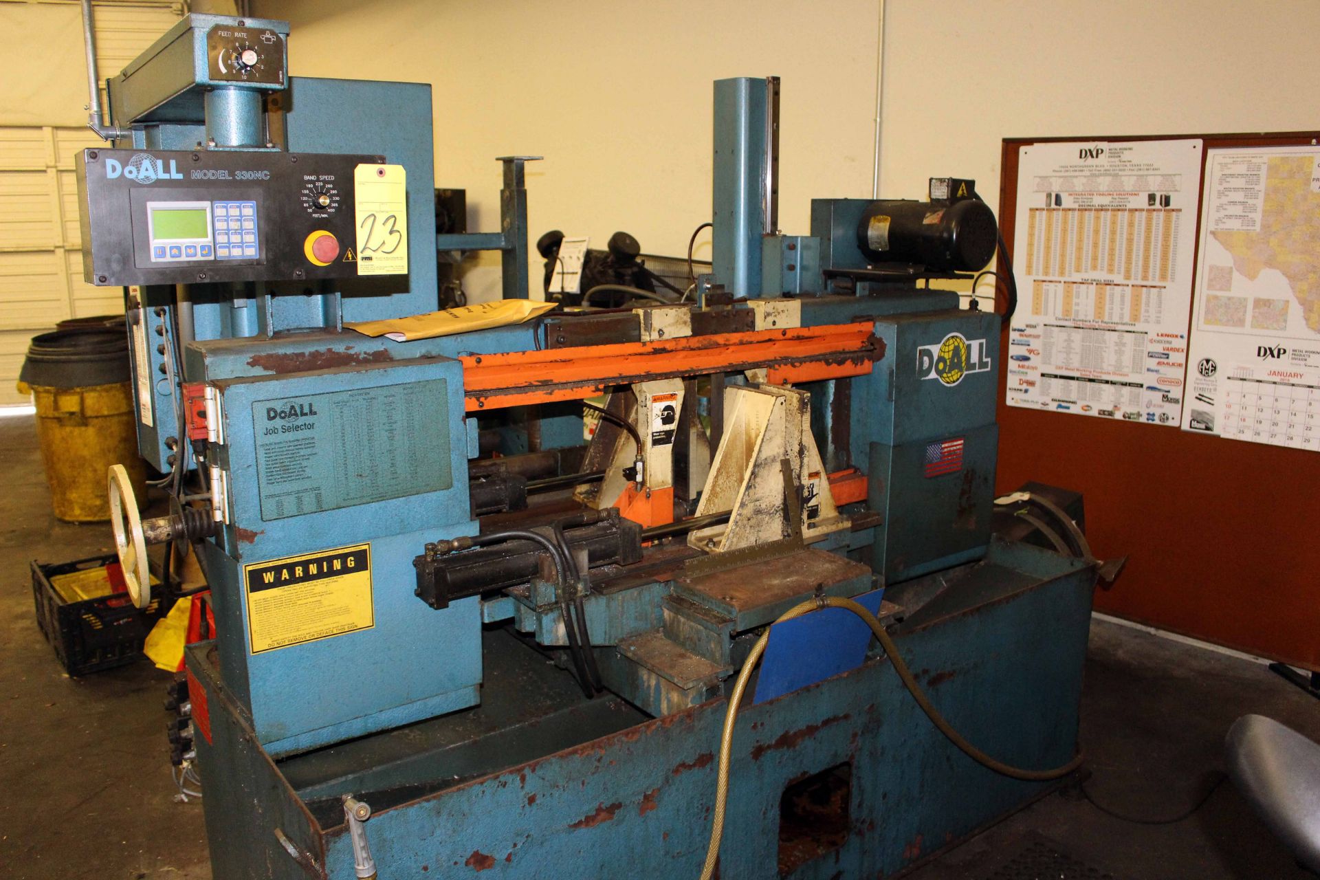 HORIZONTAL BANDSAW, DOALL 13" X 15.75" MDL. DC-330NC, new 2005, twin column design, pwr. clamping,