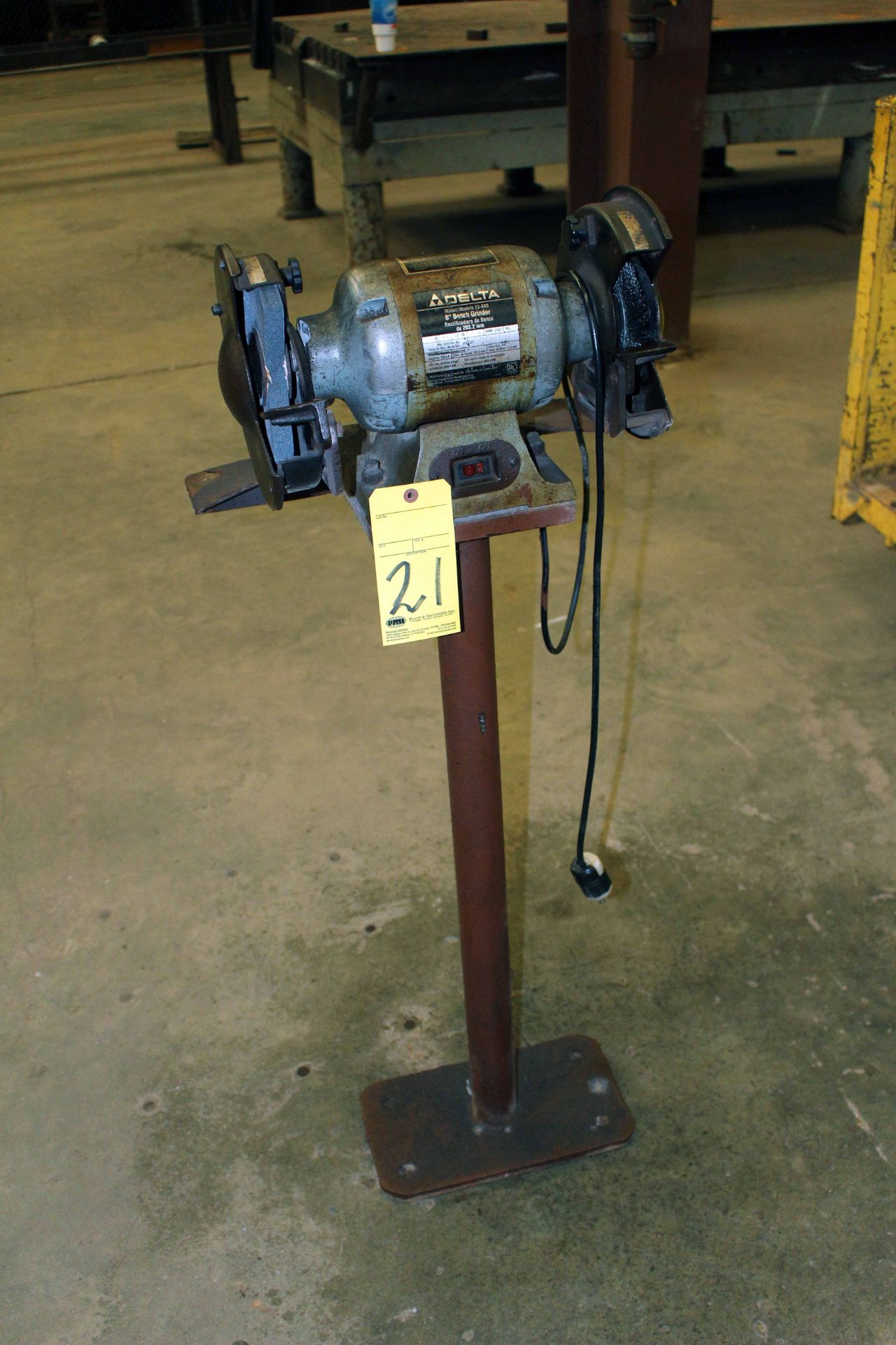 BENCH GRINDER, DELTA MDL. 23-880, 1/2 HP motor, fabricated steel stand