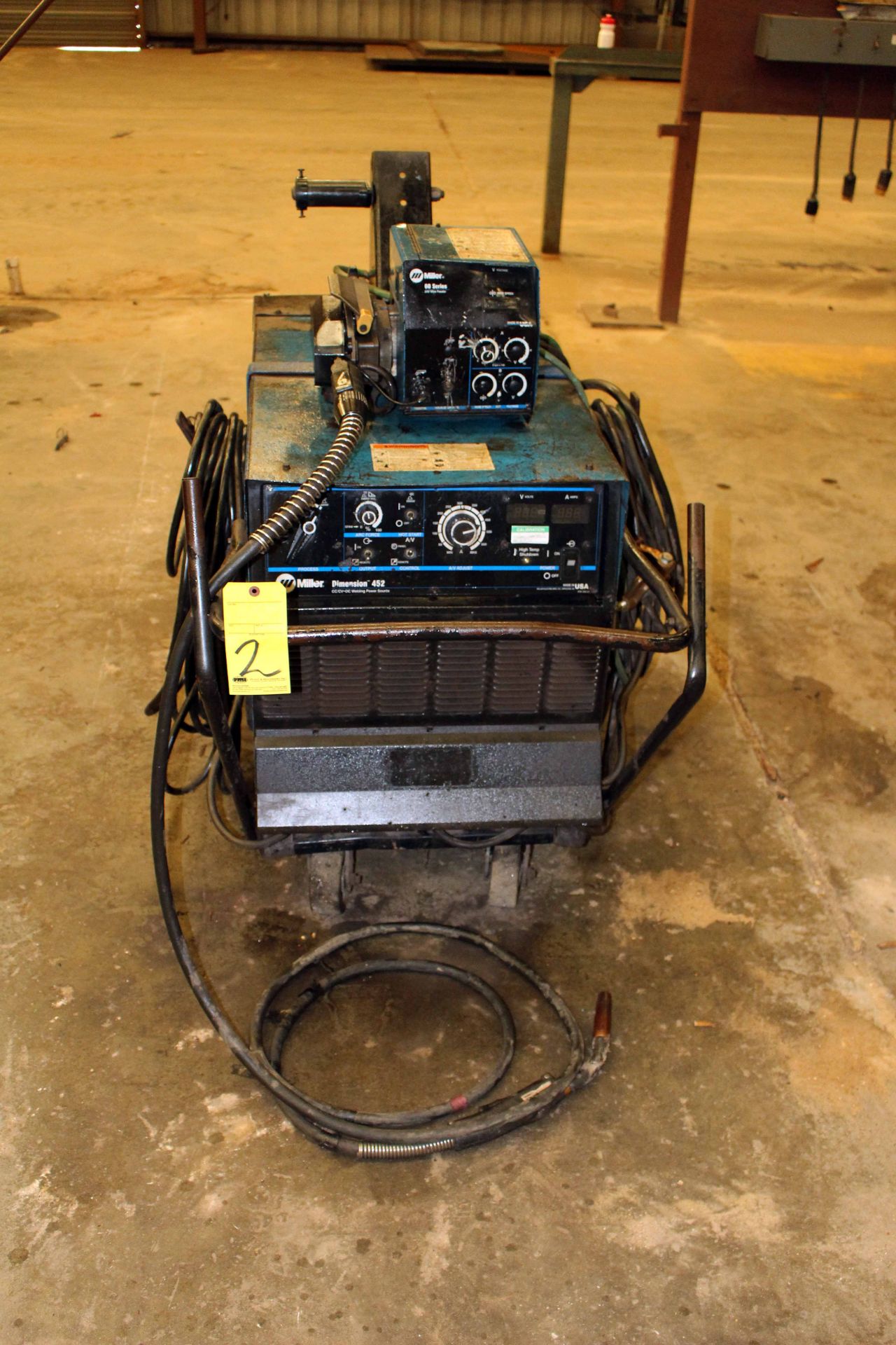 MIG WELDER, MILLER DIMENSION MDL. 452, 450 amps @ 38 v., 100% duty cycle, Mdl. 22A wire feeder, S/