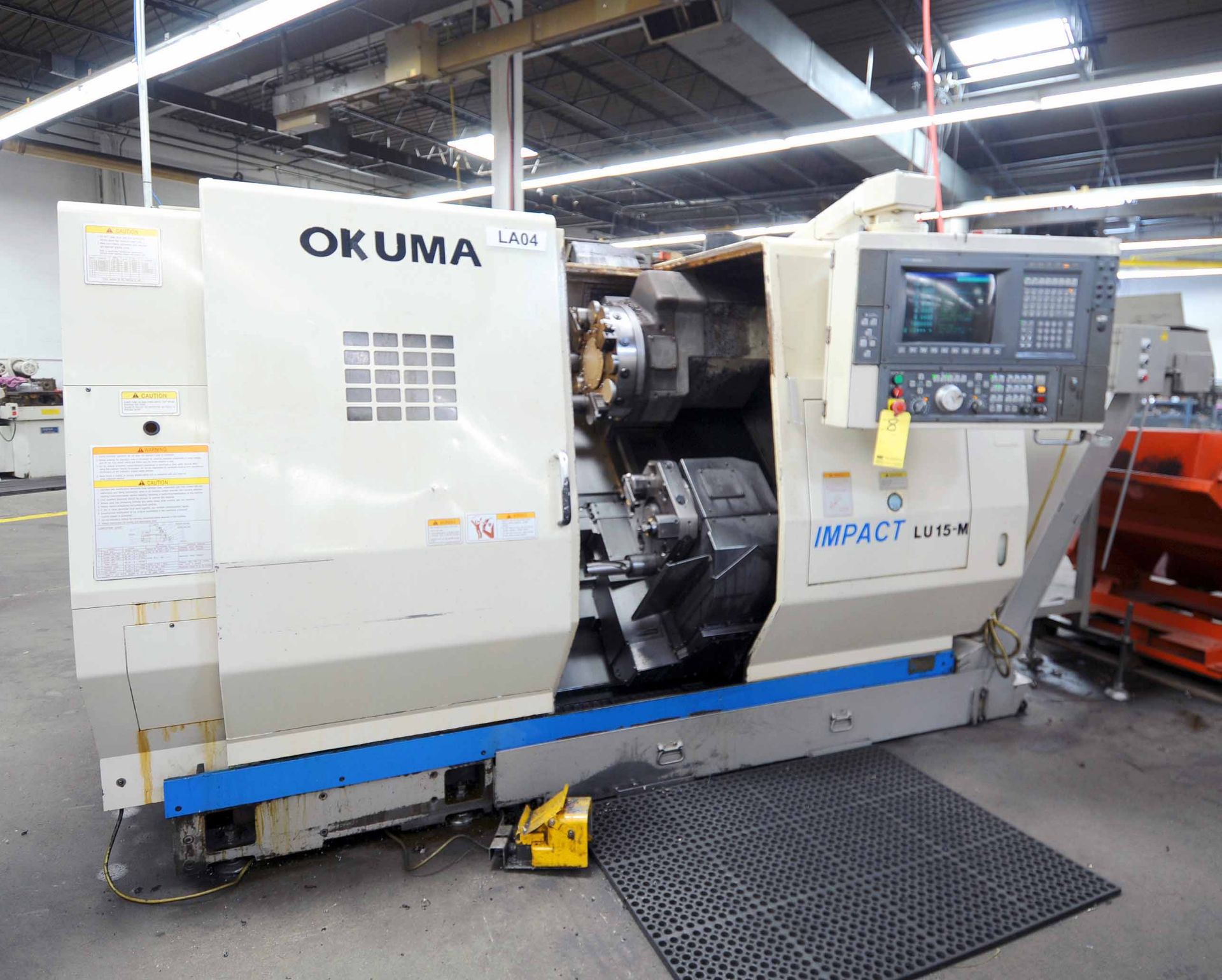 5-AXIS CNC LATHE, OKUMA IMPACT MDL. LU15-M, OPS 700L CNC control, C-axis spdl., 10.2" X & 25.2" Z-