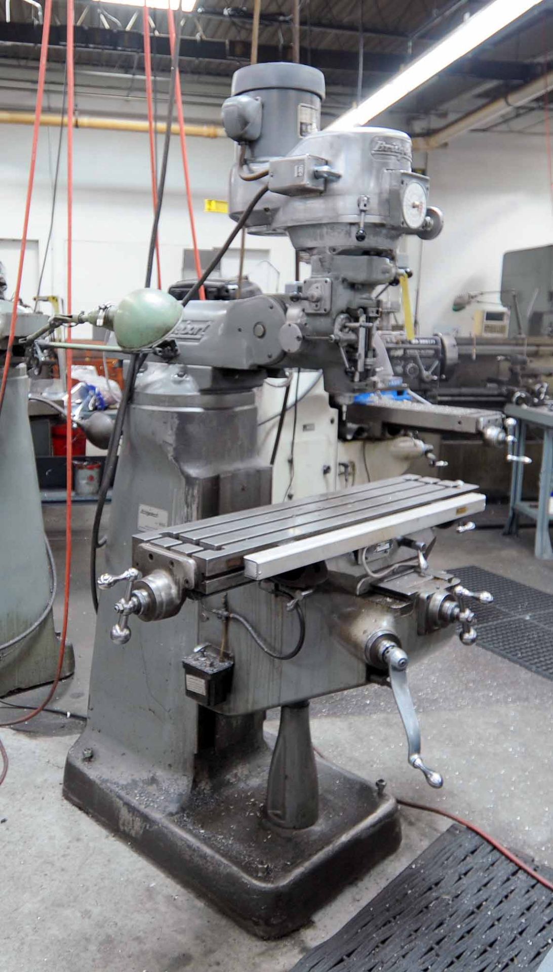 VERTICAL TURRET MILL, BRIDGEPORT MDL. 2J, 9" x 42" table, spds: 60-4200 RPM, block, 2-axis D.R.O.,